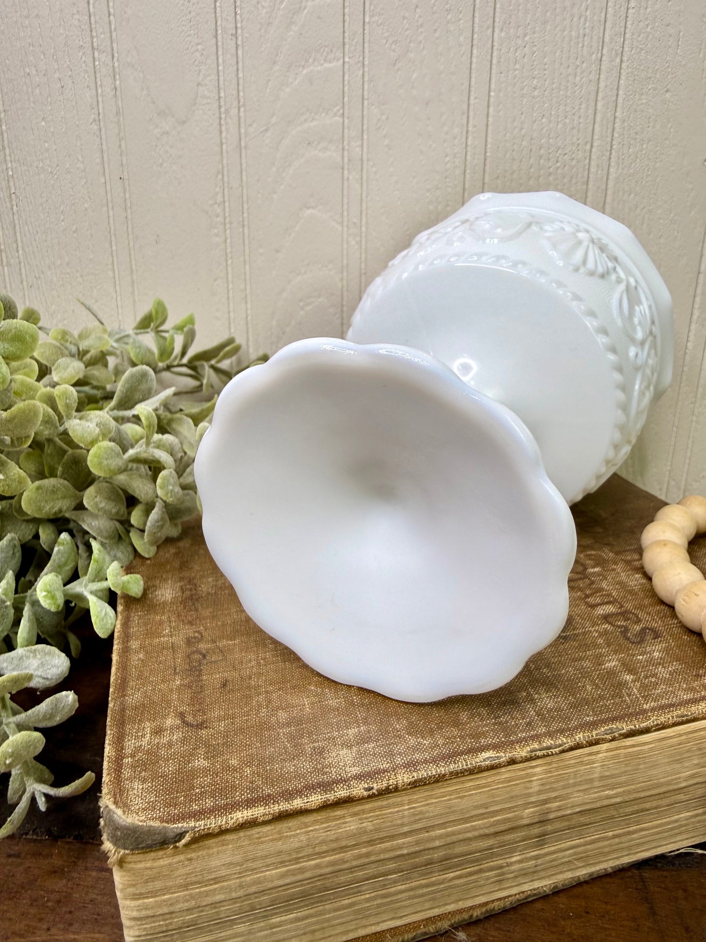 Vintage Indiana Glass White Milk Glass Pedestal Compote Dish