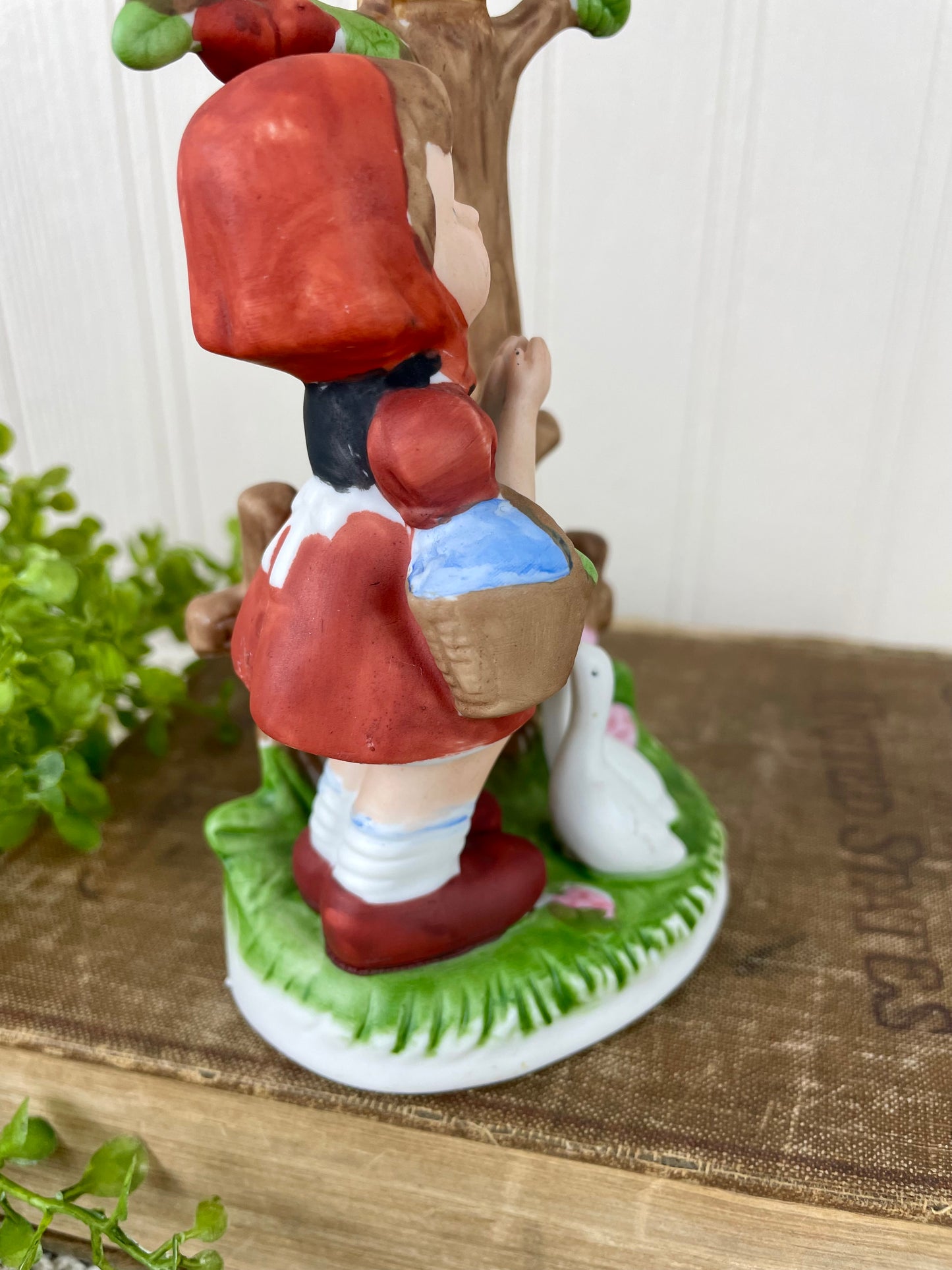 Vintage Mid-Century Ceramic Girl & Ducks Figurine