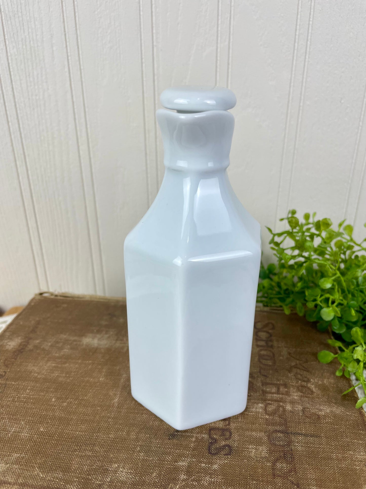 Vintage White Porcelain Cruet with Stopper