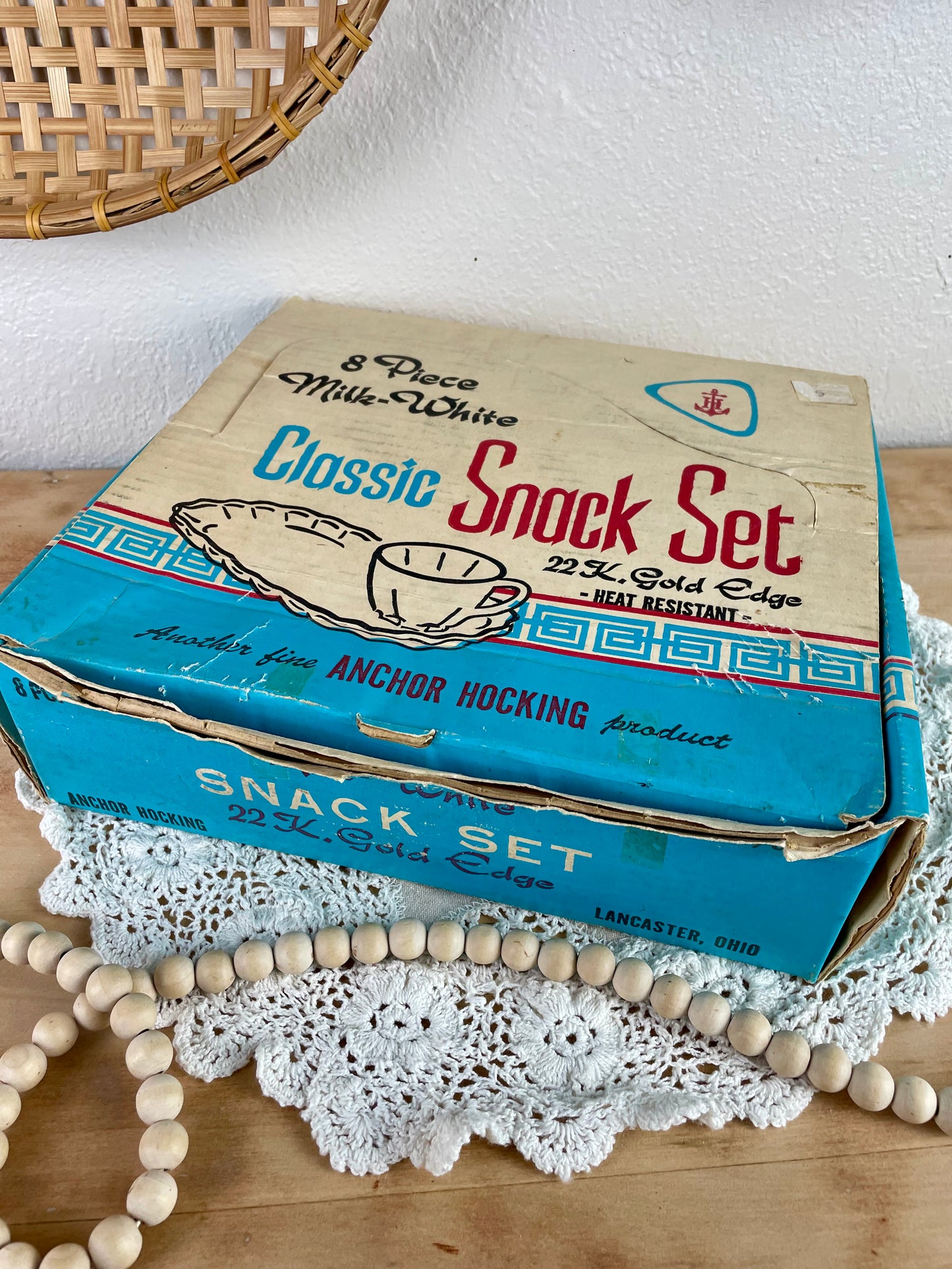 Vintage Anchor Hocking White Milk Glass 8-Piece Snack Set
