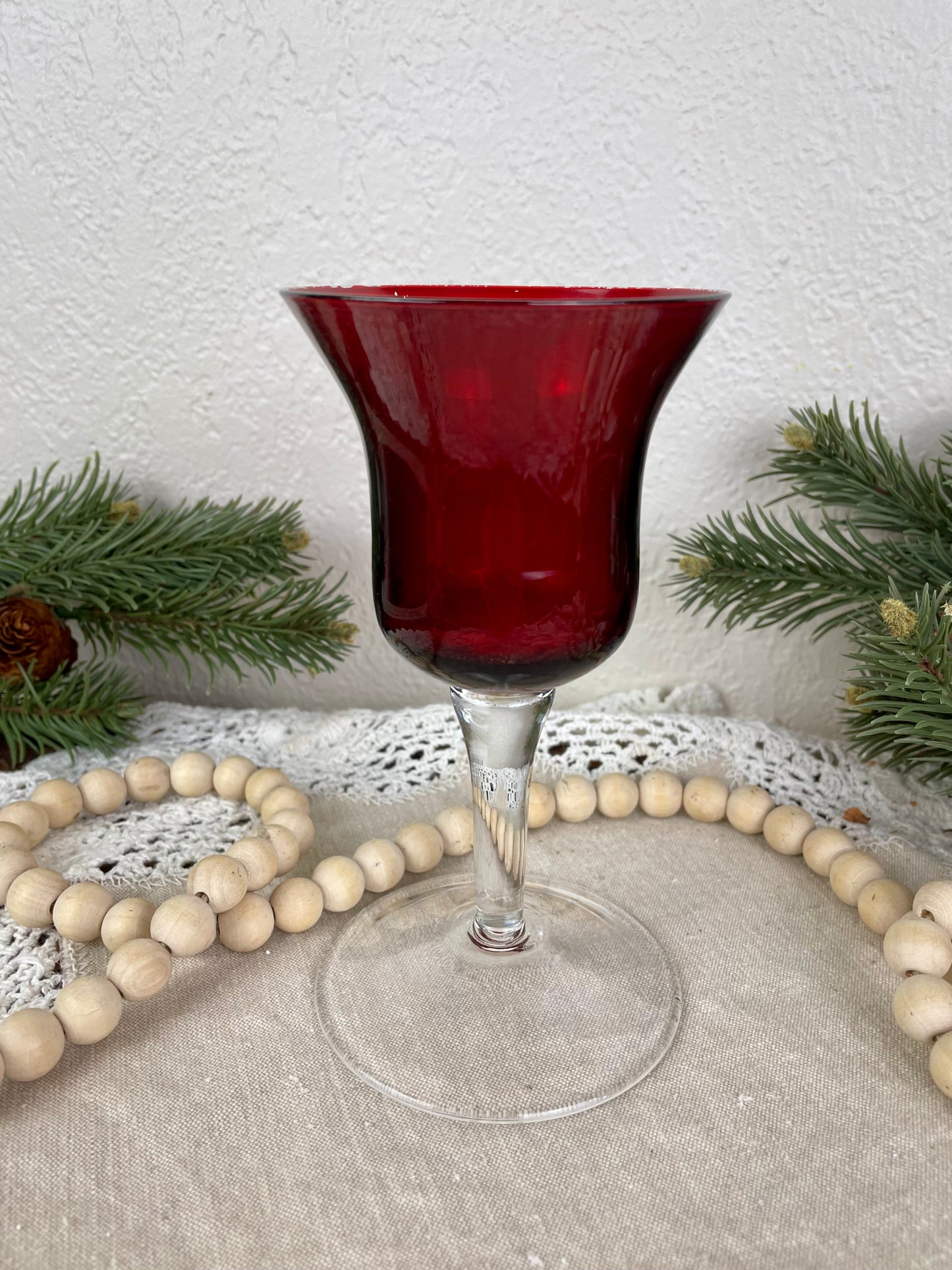 Vintage Ruby Red Wine Glass