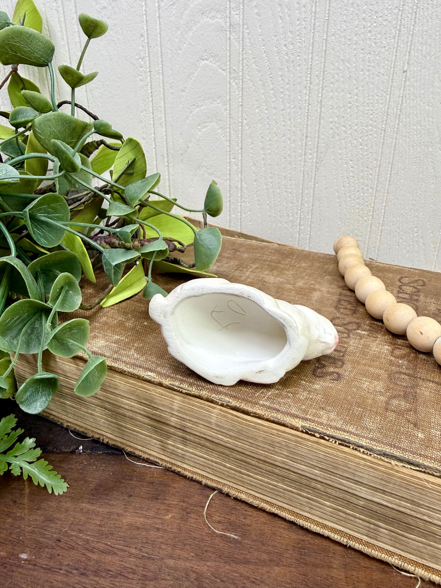 Vintage Mini Ceramic Laying Bunny Figurine