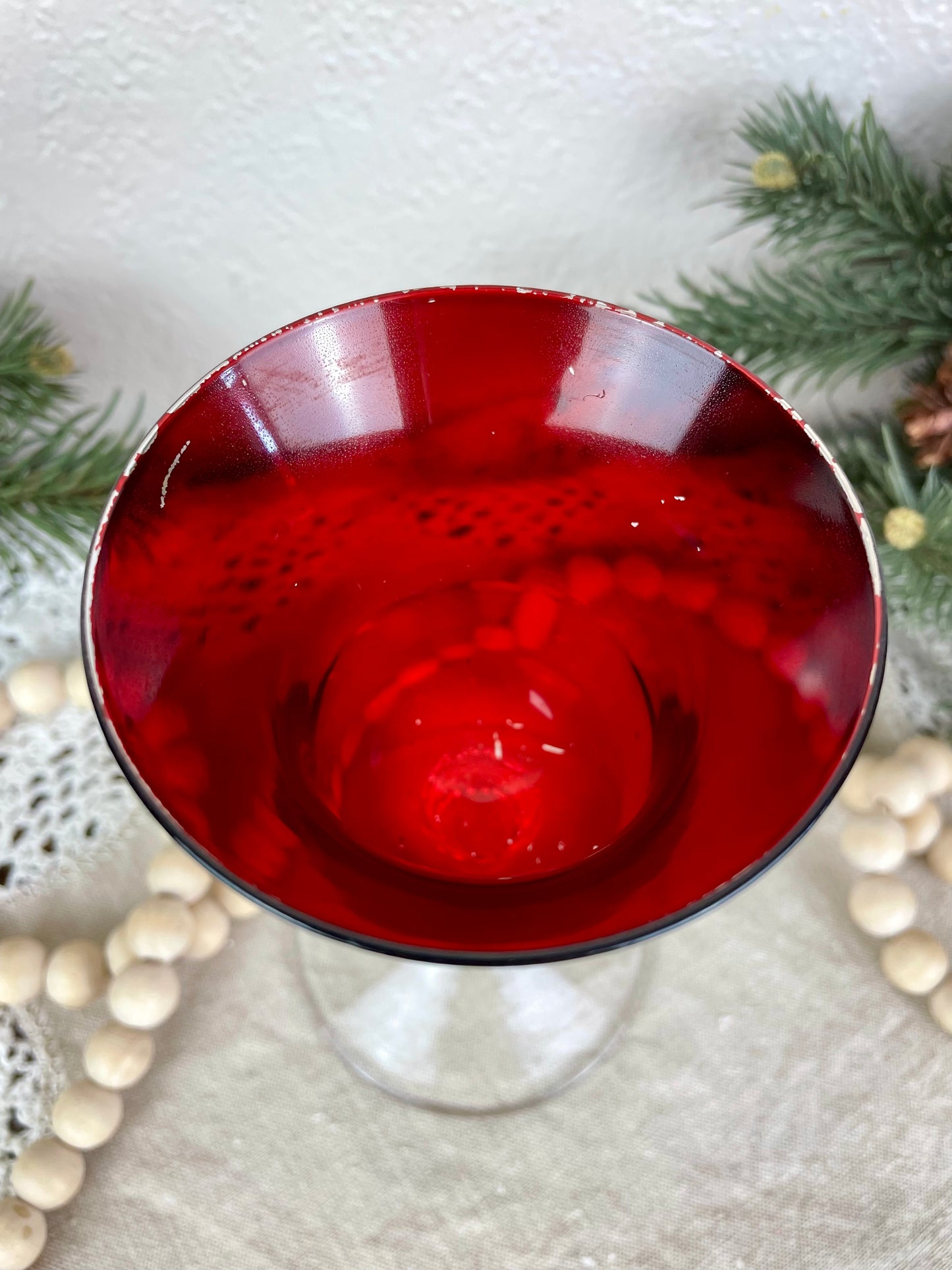 Vintage Ruby Red Wine Glass