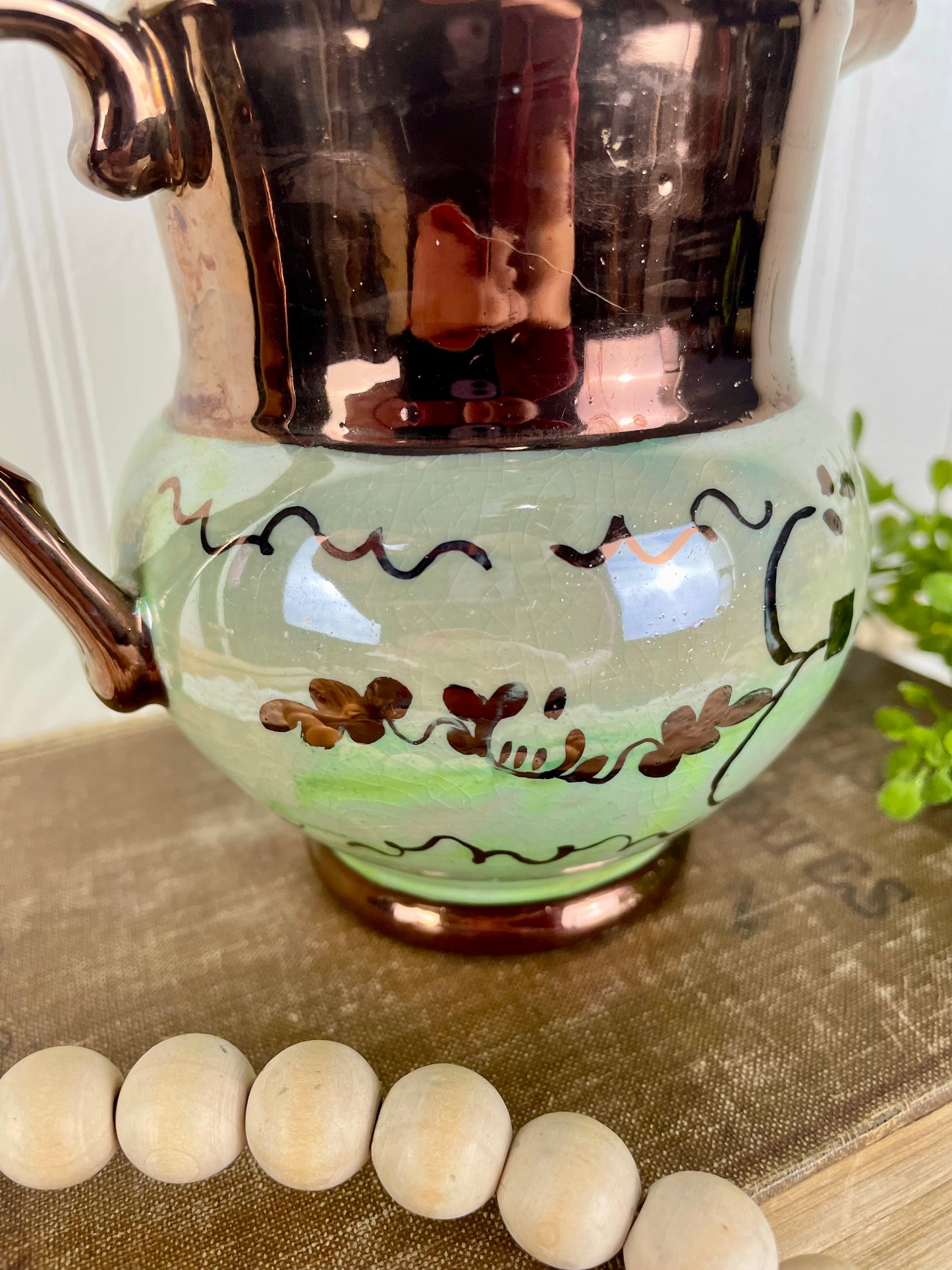 Vintage English Porcelain Copper Lusterware Creamer
