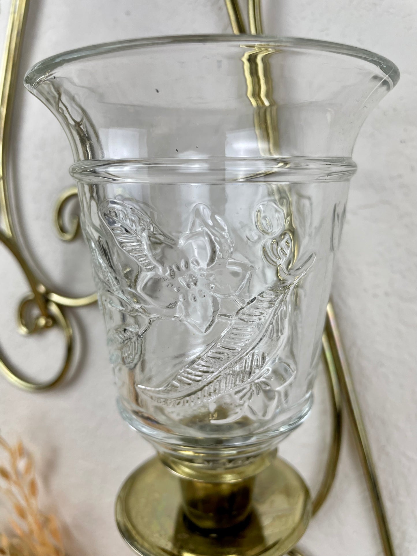 Vintage Home Interiors Brass Candle Sconce Set