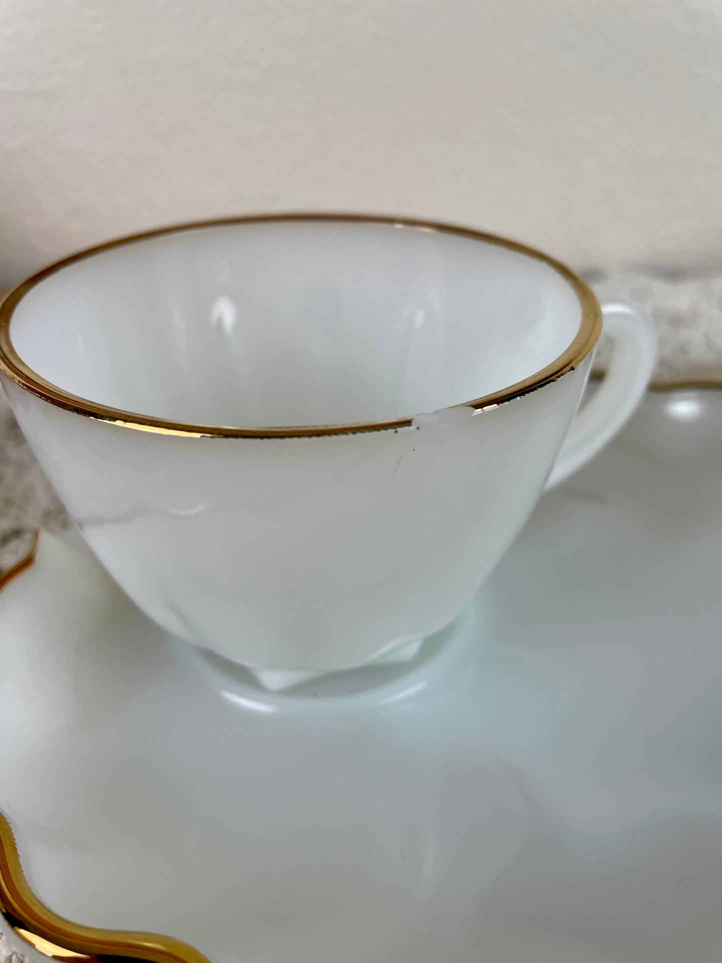 Vintage Anchor Hocking White Milk Glass 8-Piece Snack Set