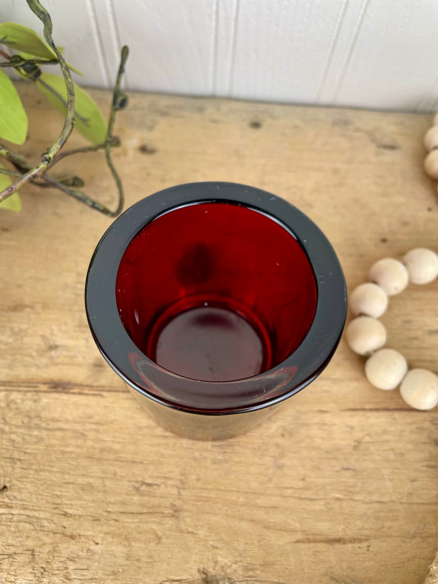 Vintage Ruby Red Glass Candle Votive