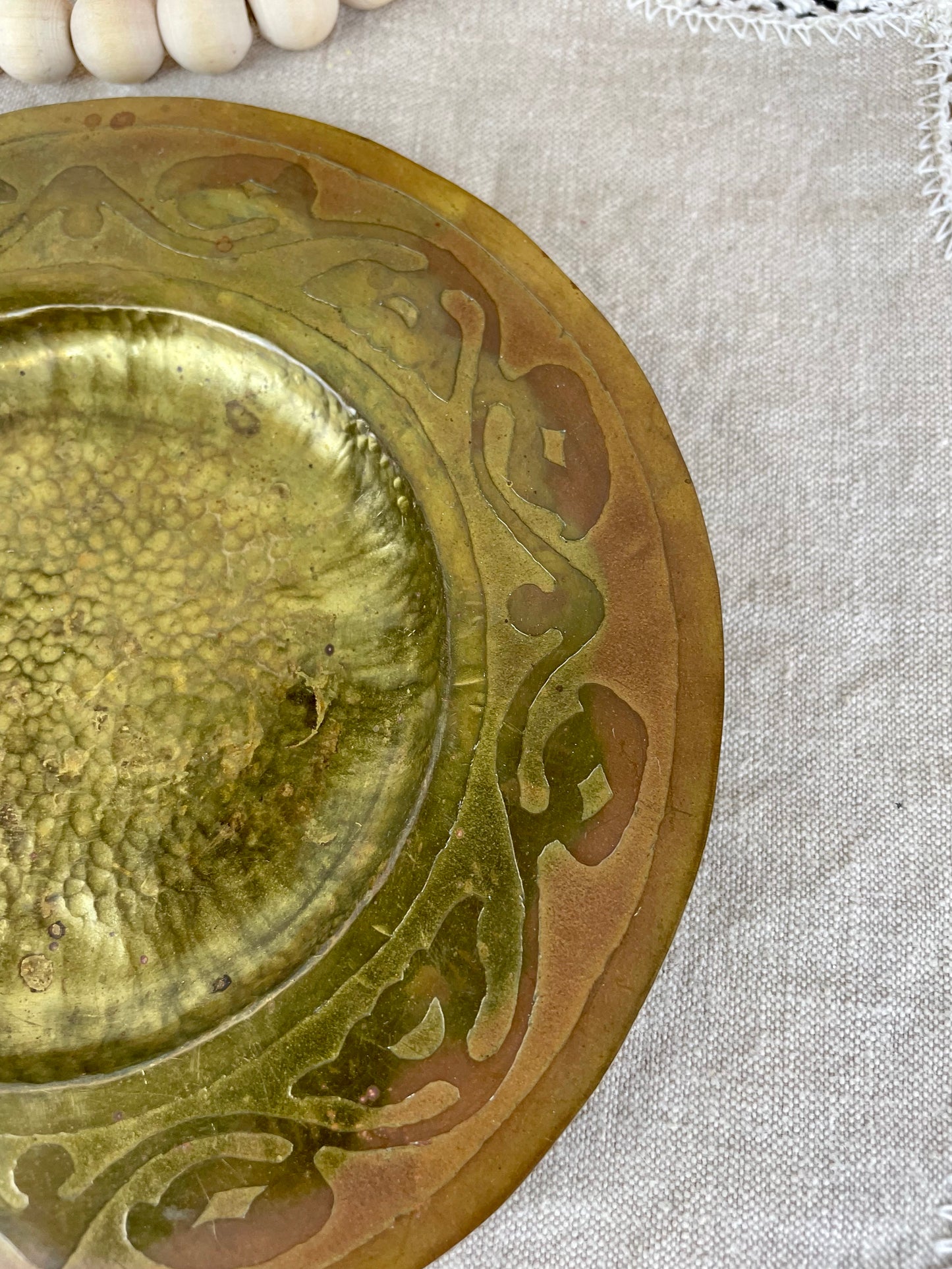Vintage Hammer Brass Trinket Tray