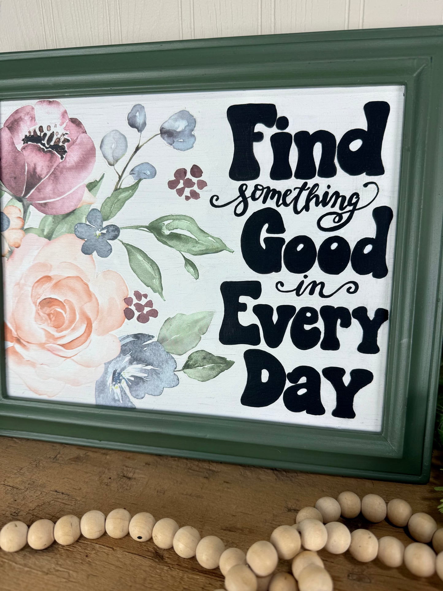 Handmade Upcycled Picture Frame Wall Art- “Find Something Good in Every Day”