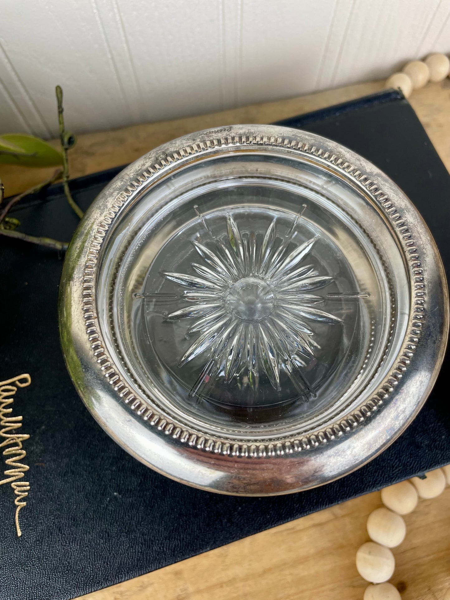 Vintage Crystal & Silverplate Coaster Set of 3