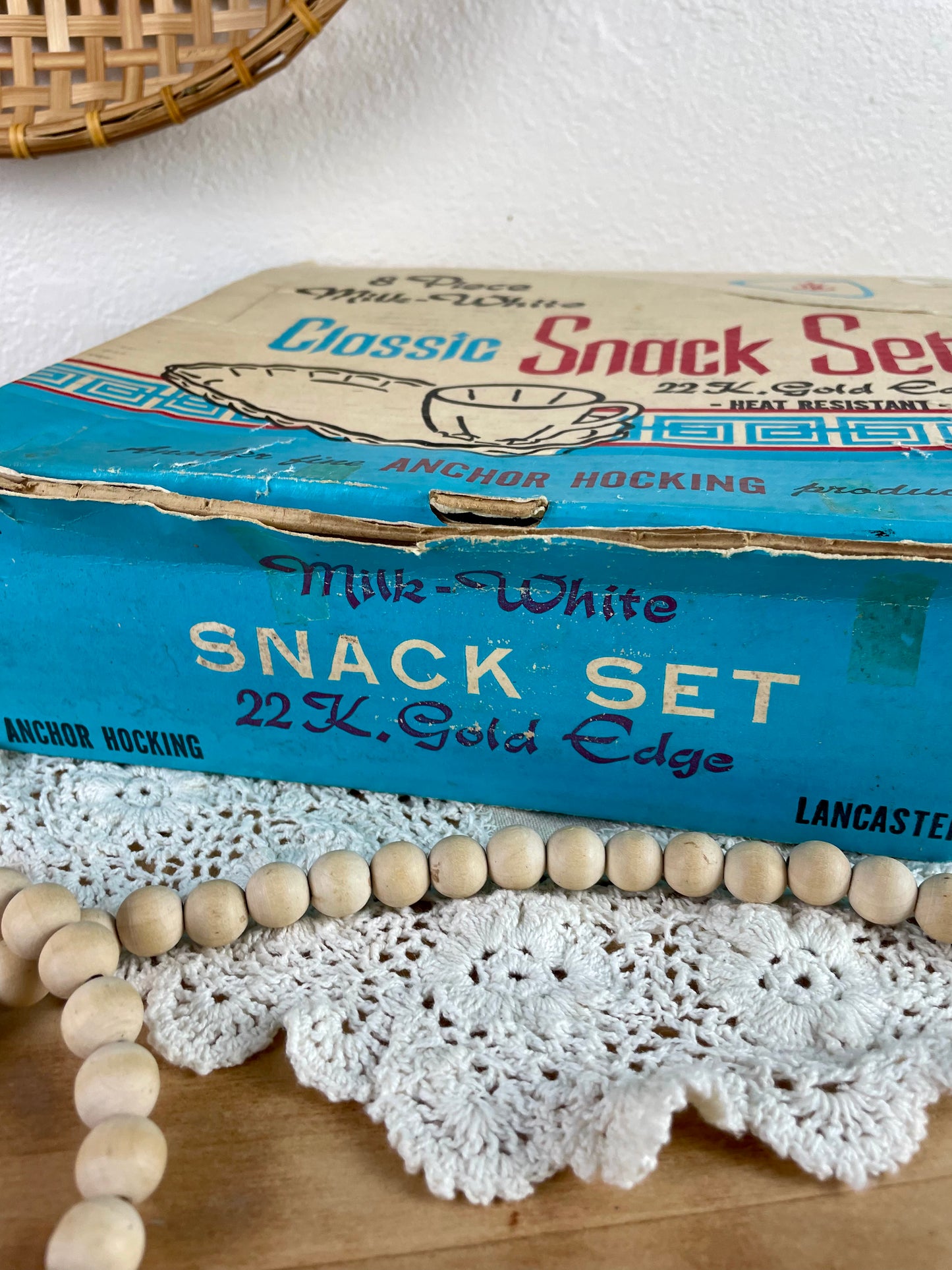 Vintage Anchor Hocking White Milk Glass 8-Piece Snack Set