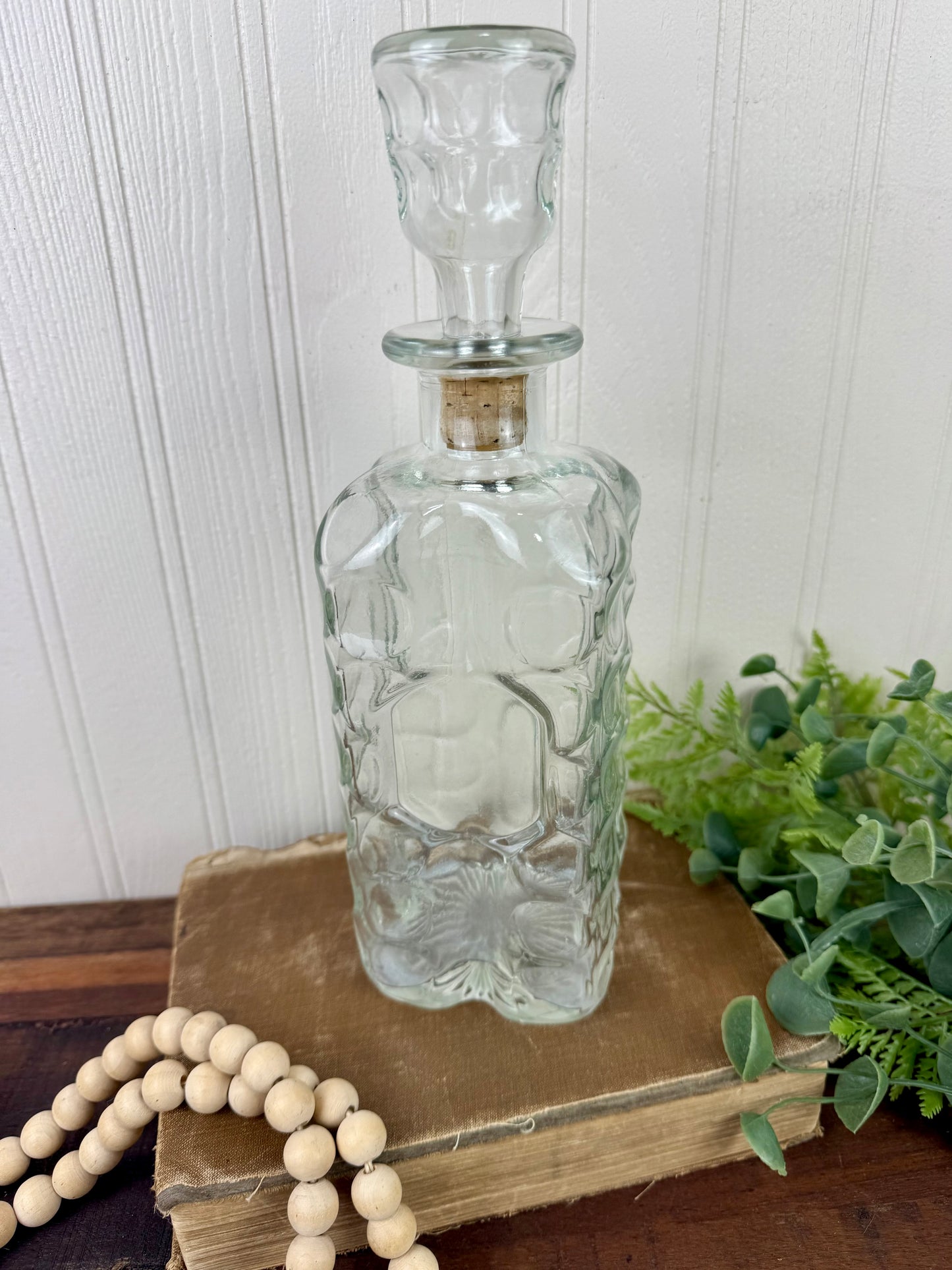 Vintage Glass Thumbprint Patterned Decanter