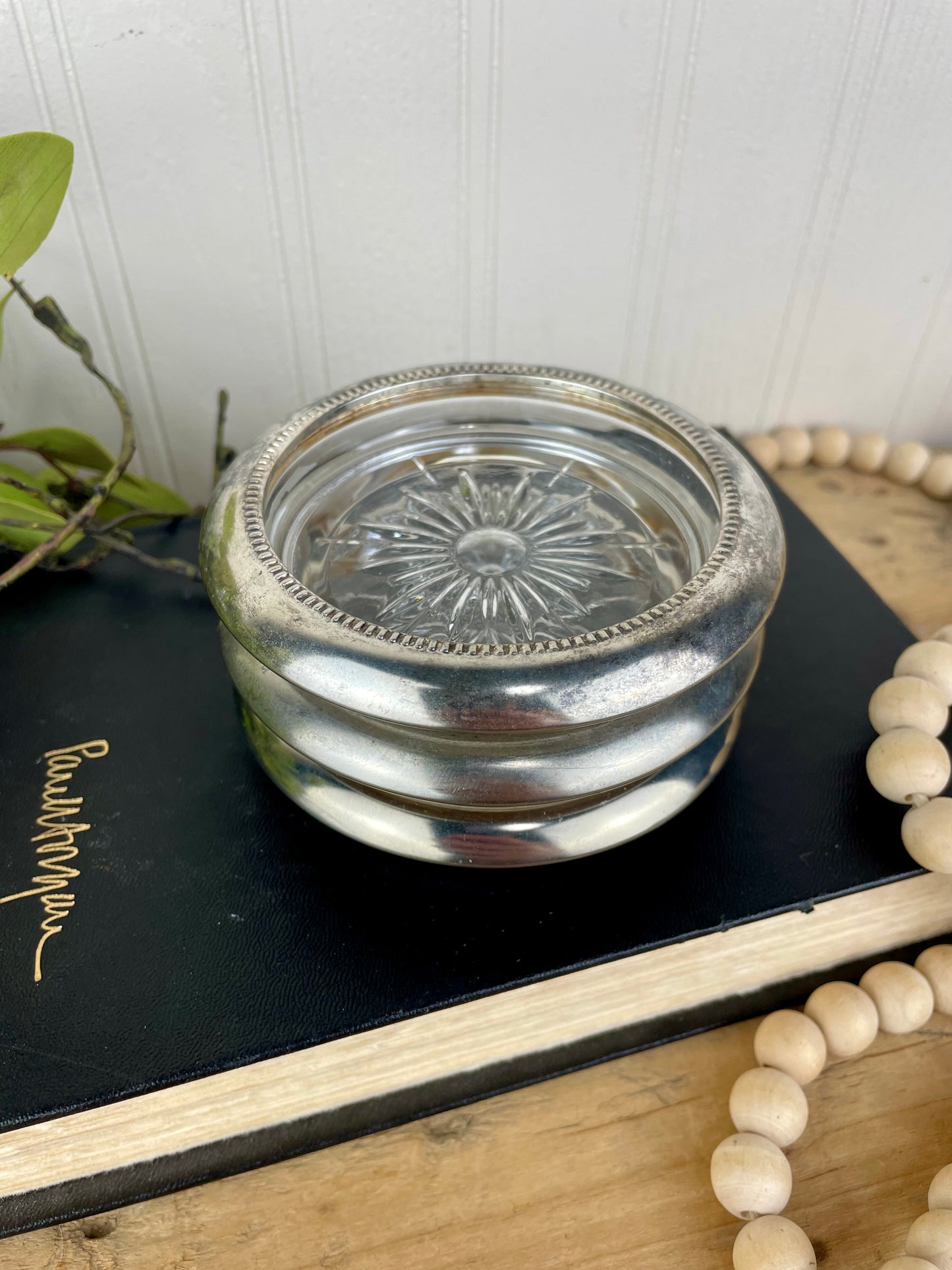 Vintage Crystal & Silverplate Coaster Set of 3