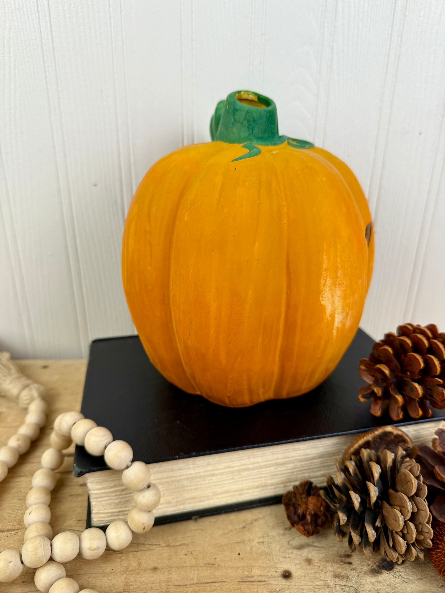 Vintage Ceramic Pumpkin Candle Lantern