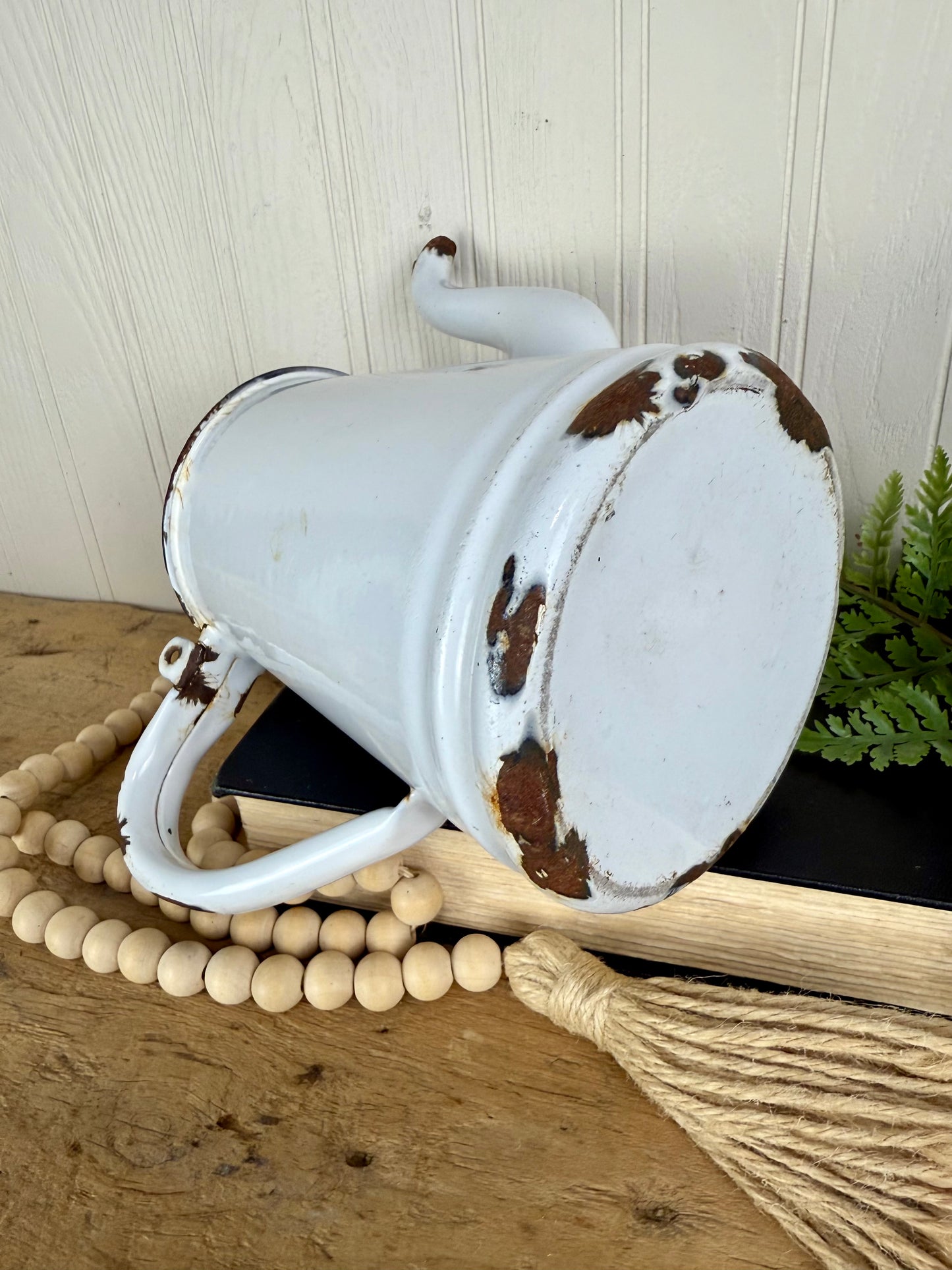 Vintage White & Black Enamel Coffee Pot