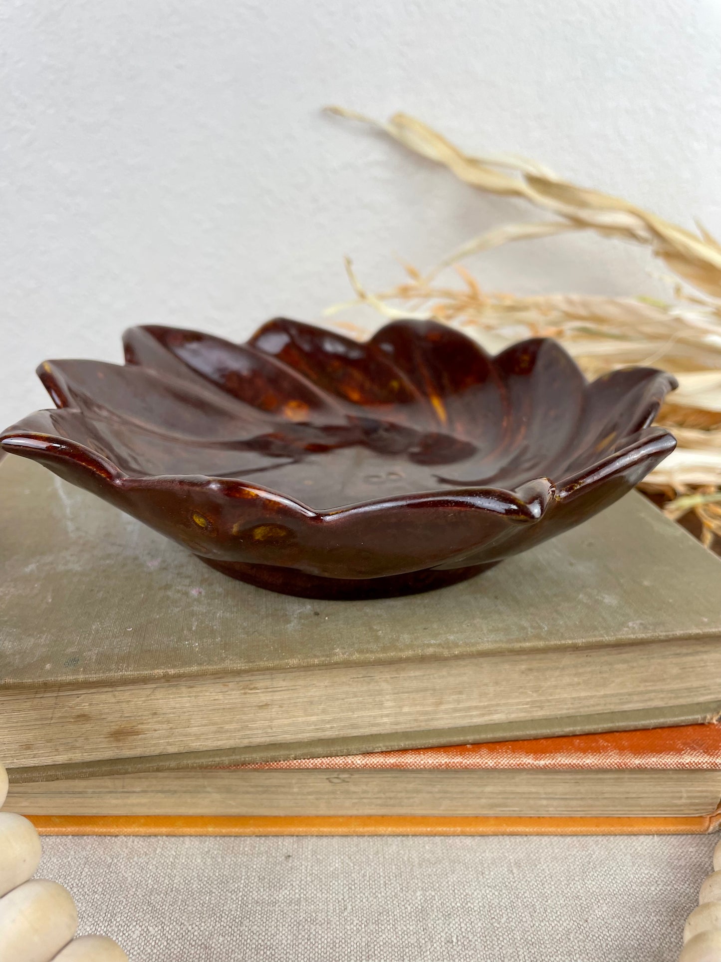 Vintage Handmade Brown Pottery Dish