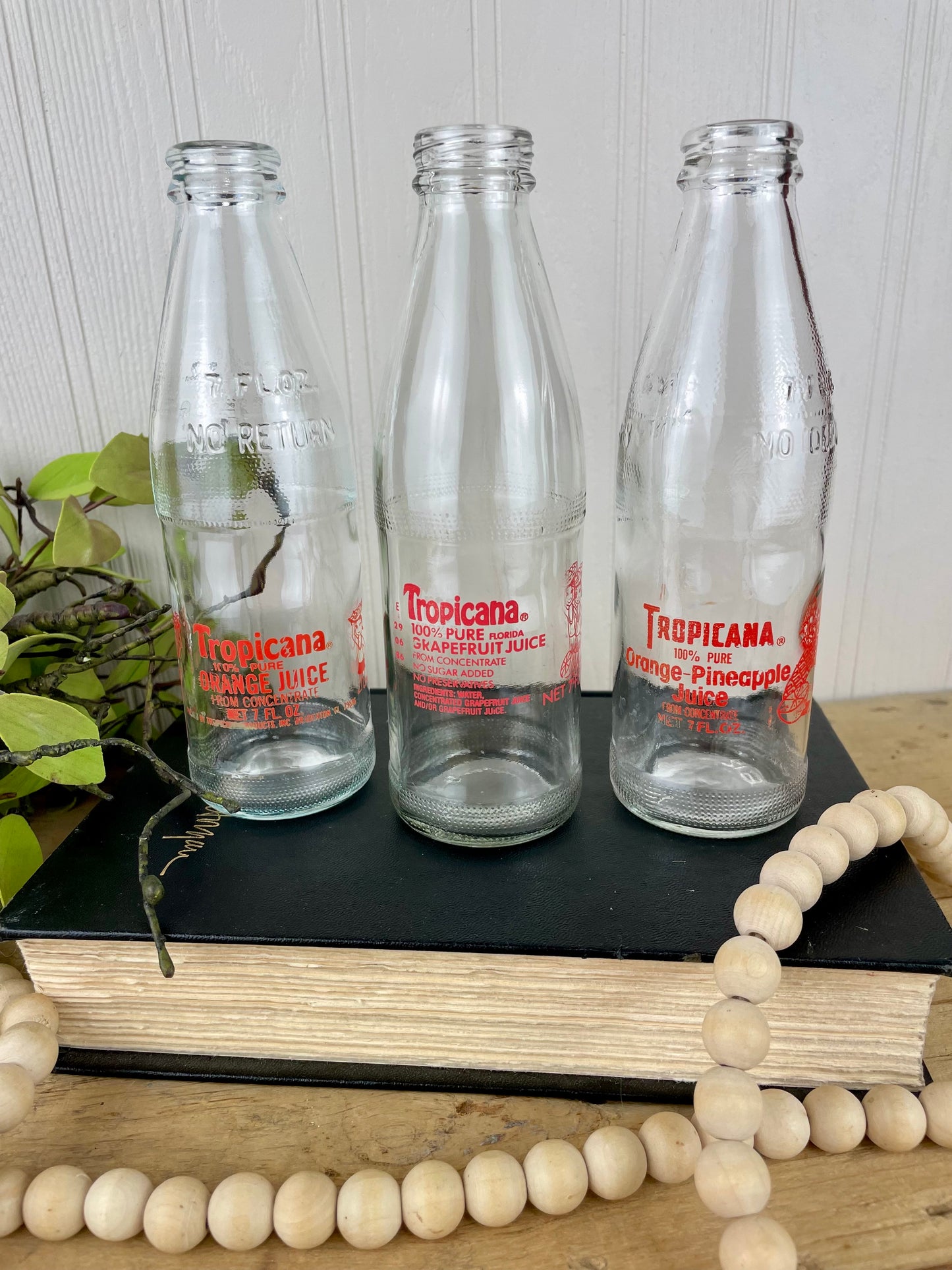 Vintage Set of 3 Glass Tropicana Juice Bottles