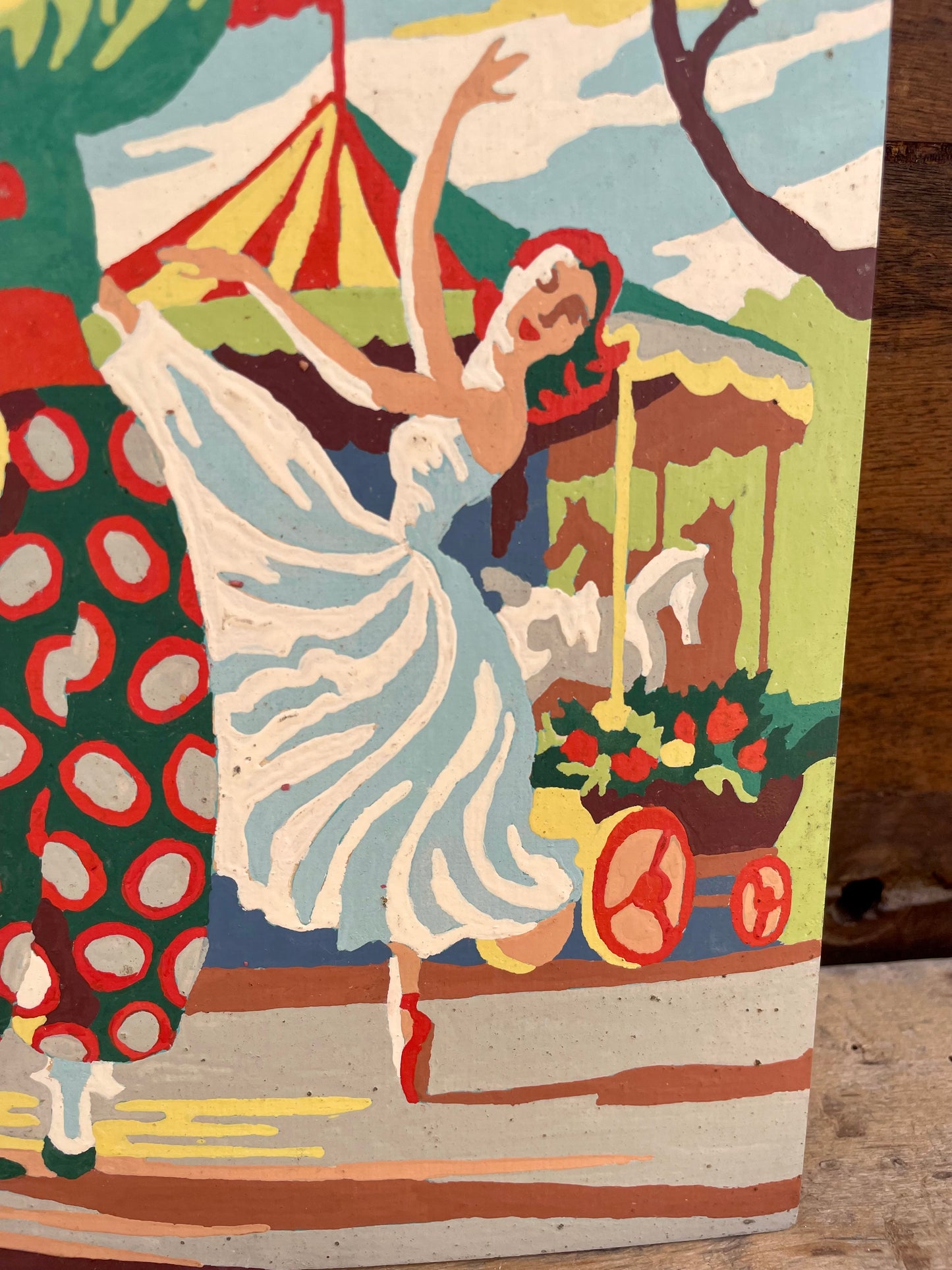 Vintage Paint By Number Art- Clown & Ballerina