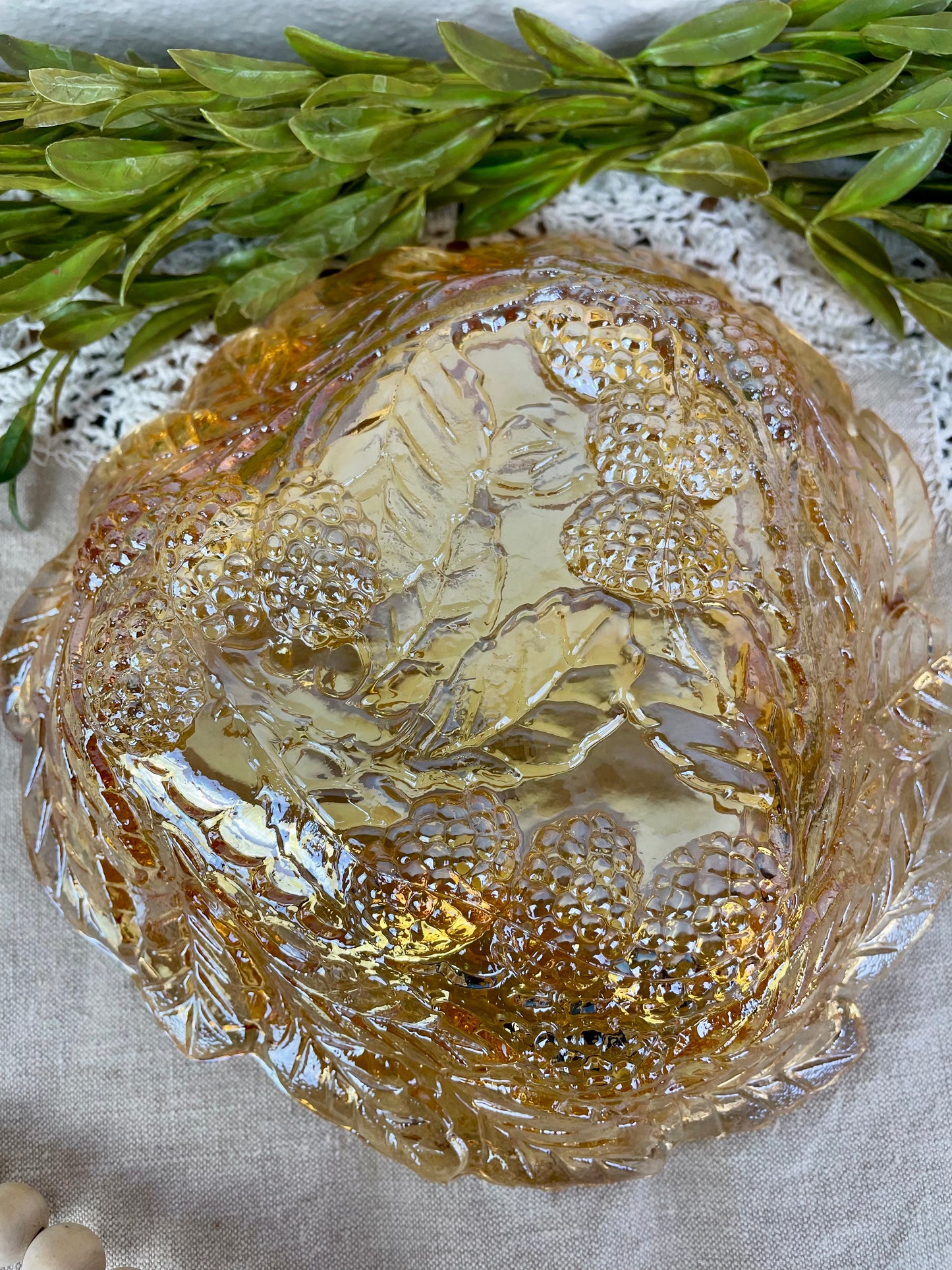 Vintage Indiana Glass Co. Marigold Carnival Glass Loganberry Candy Dish
