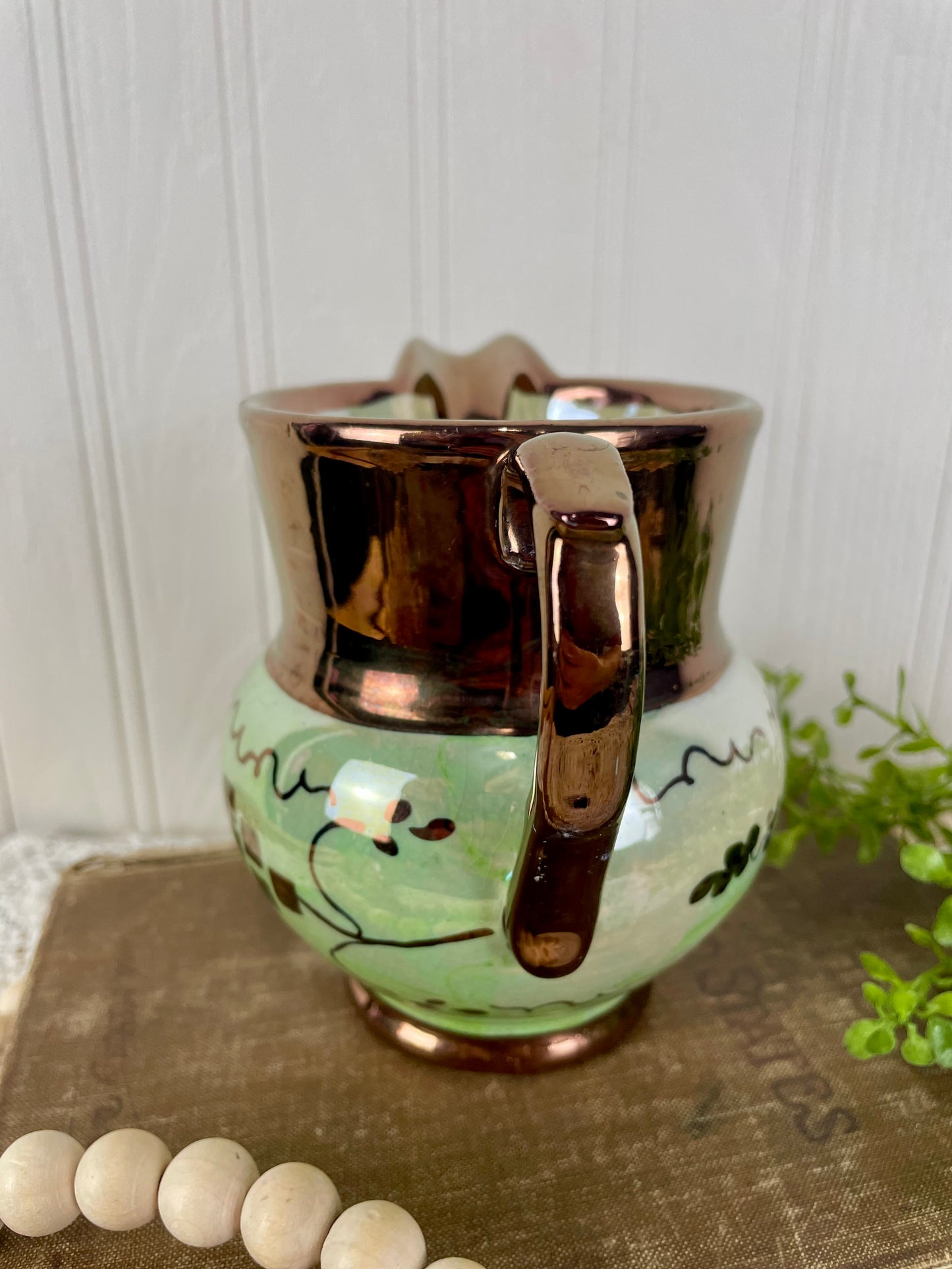 Vintage English Porcelain Copper Lusterware Creamer