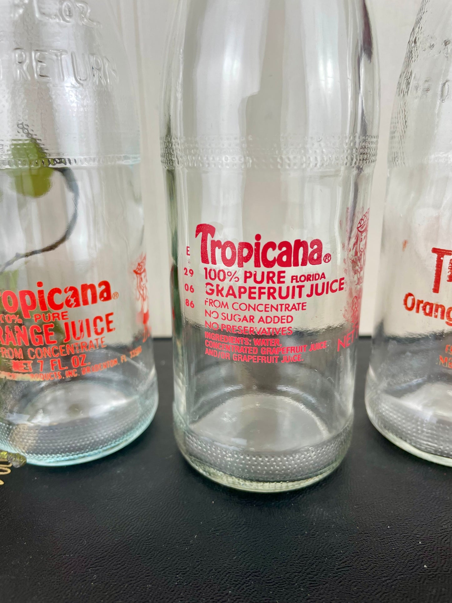 Vintage Set of 3 Glass Tropicana Juice Bottles