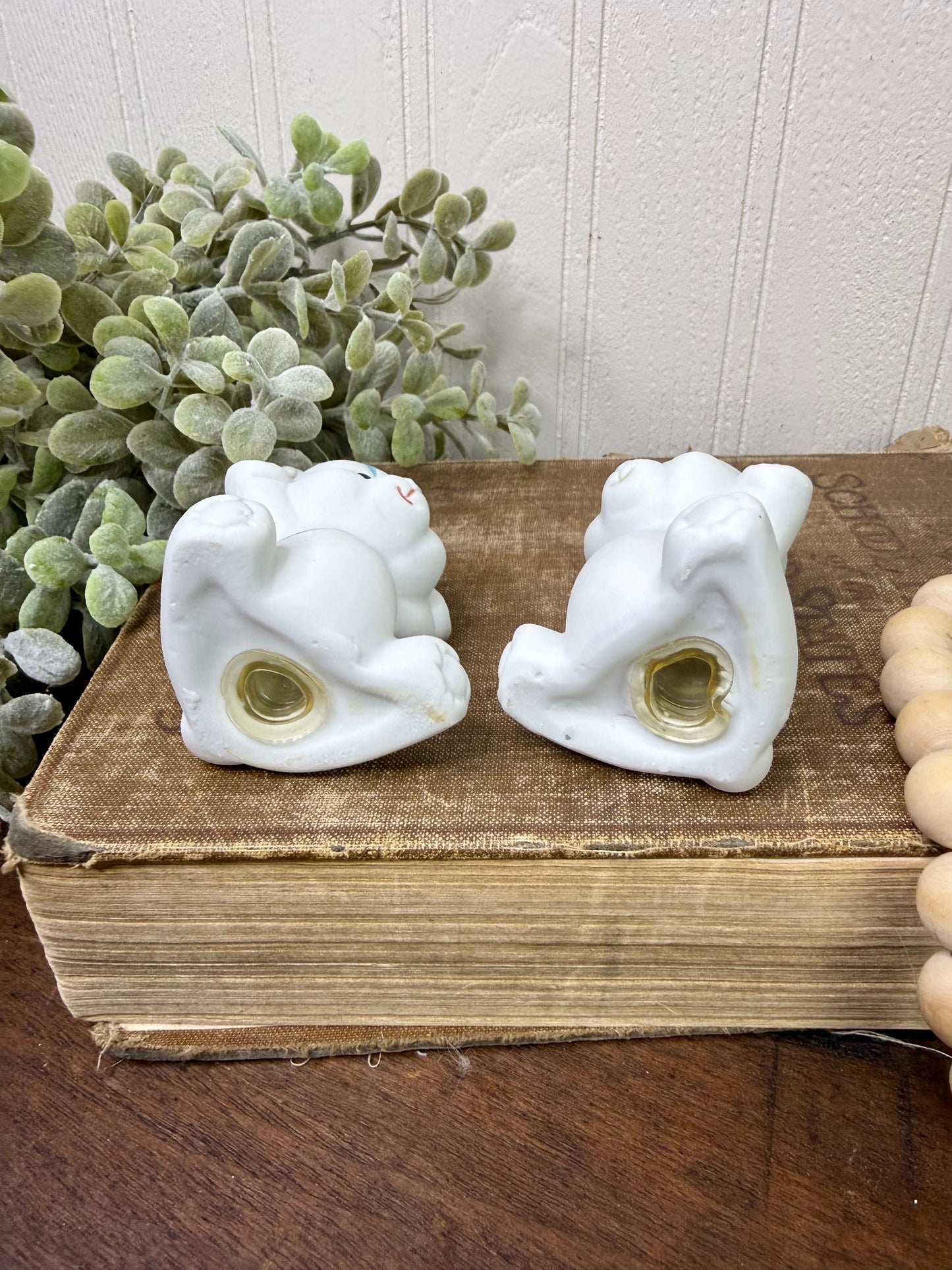 Vintage Porcelain Grumpy Bear Cubs Salt & Pepper Shaker Set