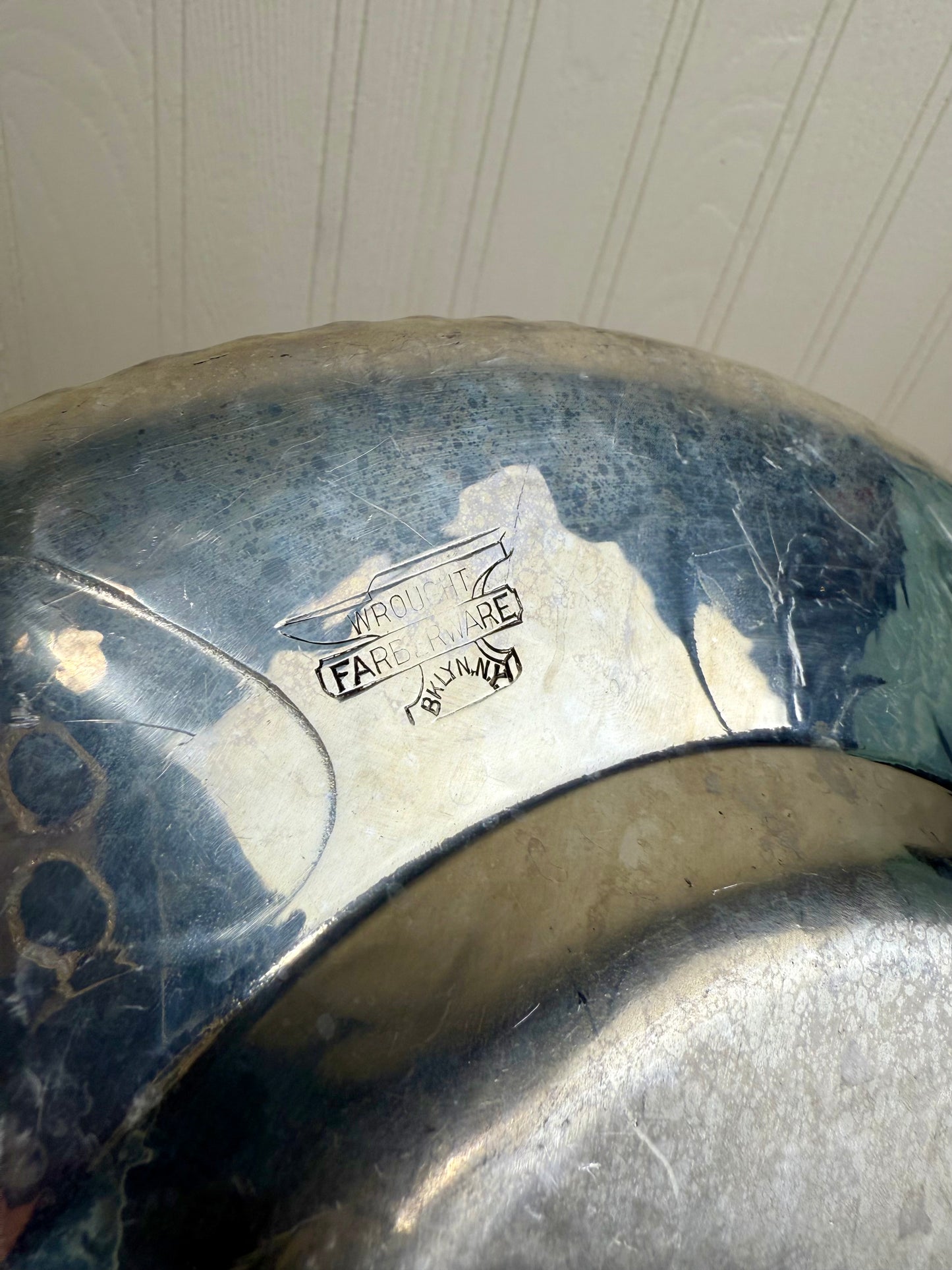 Vintage Wrought Aluminum Serving Tray with Etched Florals