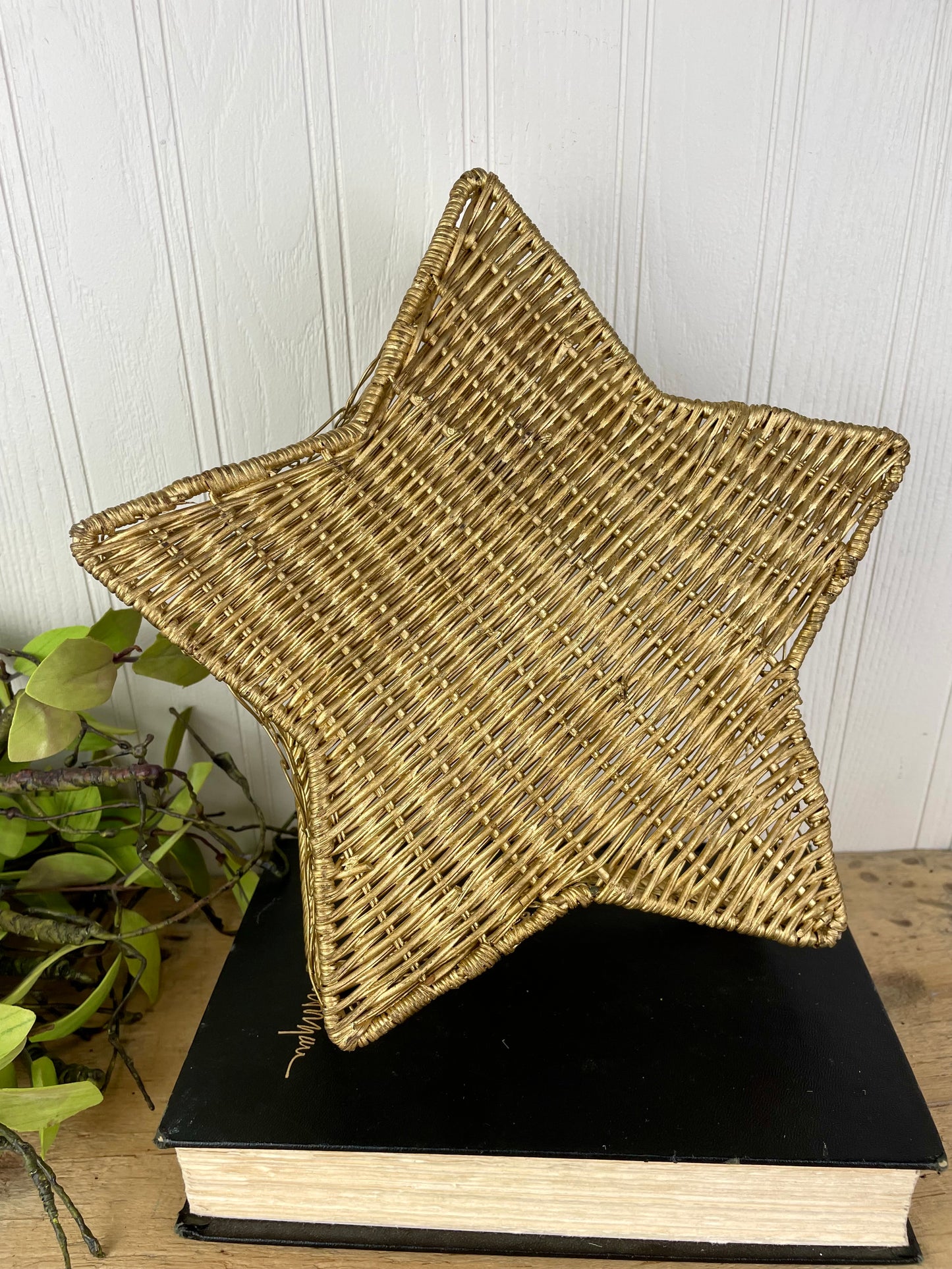 Vintage Gold Star Wicker & Wire Basket