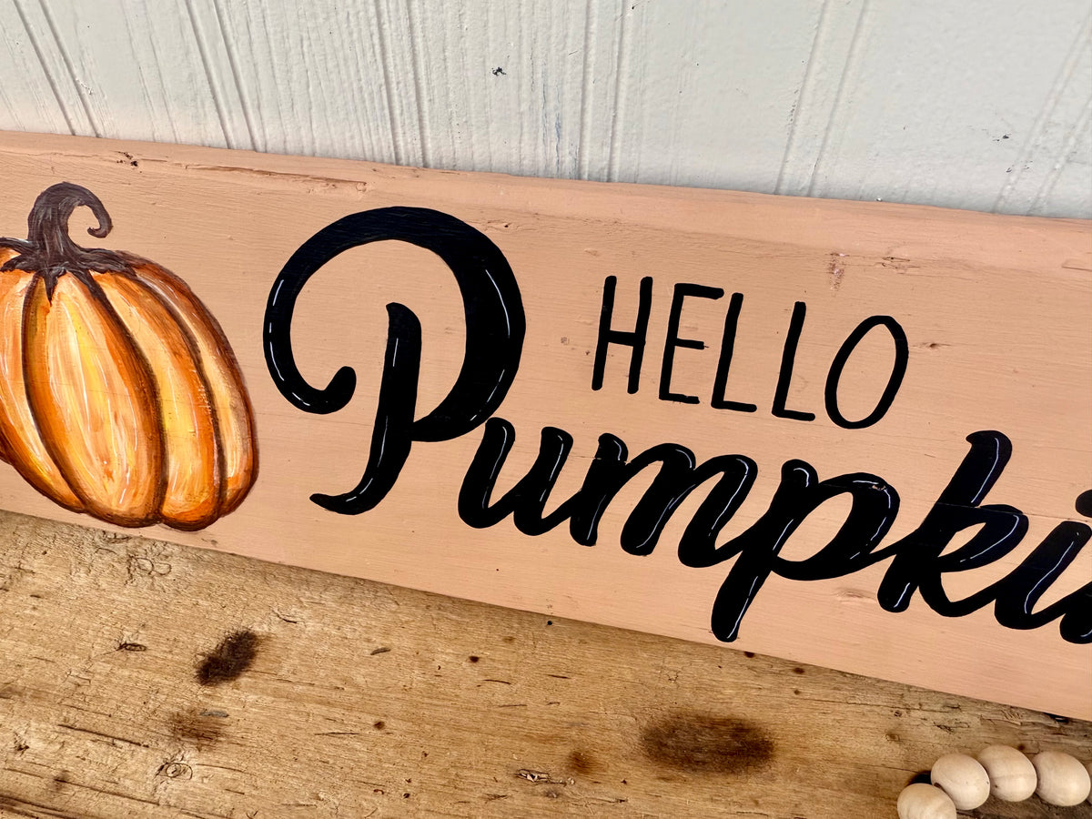 Handmade “Hello Pumpkin” Reclaimed Wood Sign
