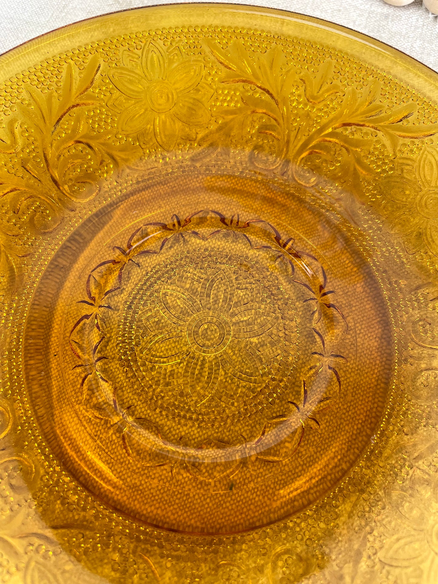 Vintage Indiana Glass Co. Tiara Amber Glass Saucer Plate