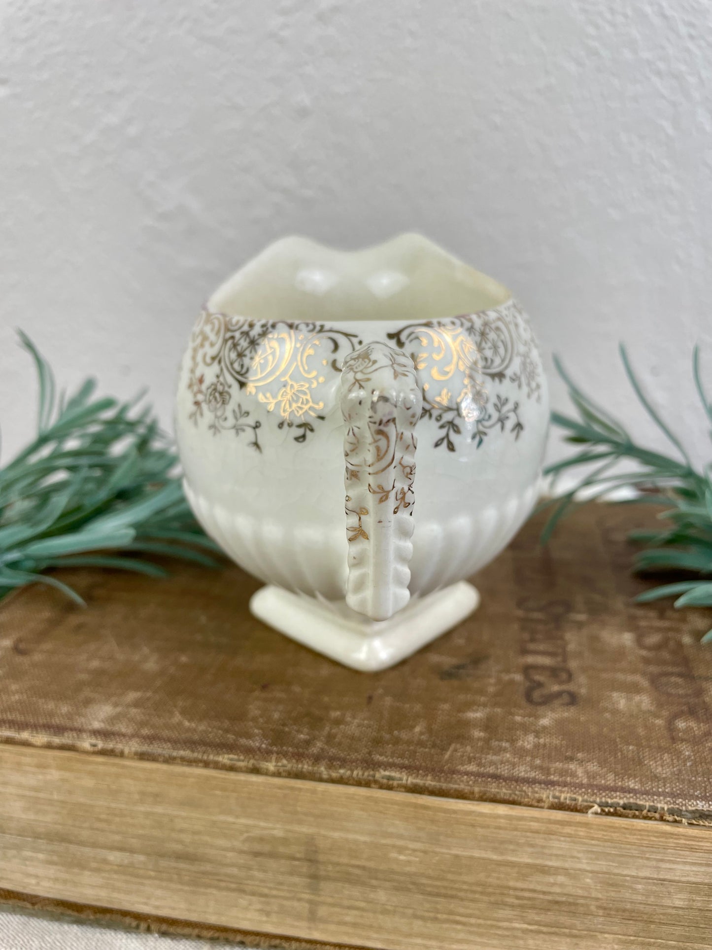 Vintage Porcelain China Creamer with Floral Pattern