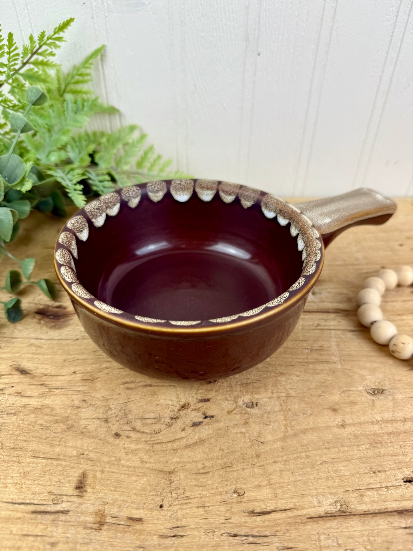 Vintage Stoneware Soup Bowl with Handle
