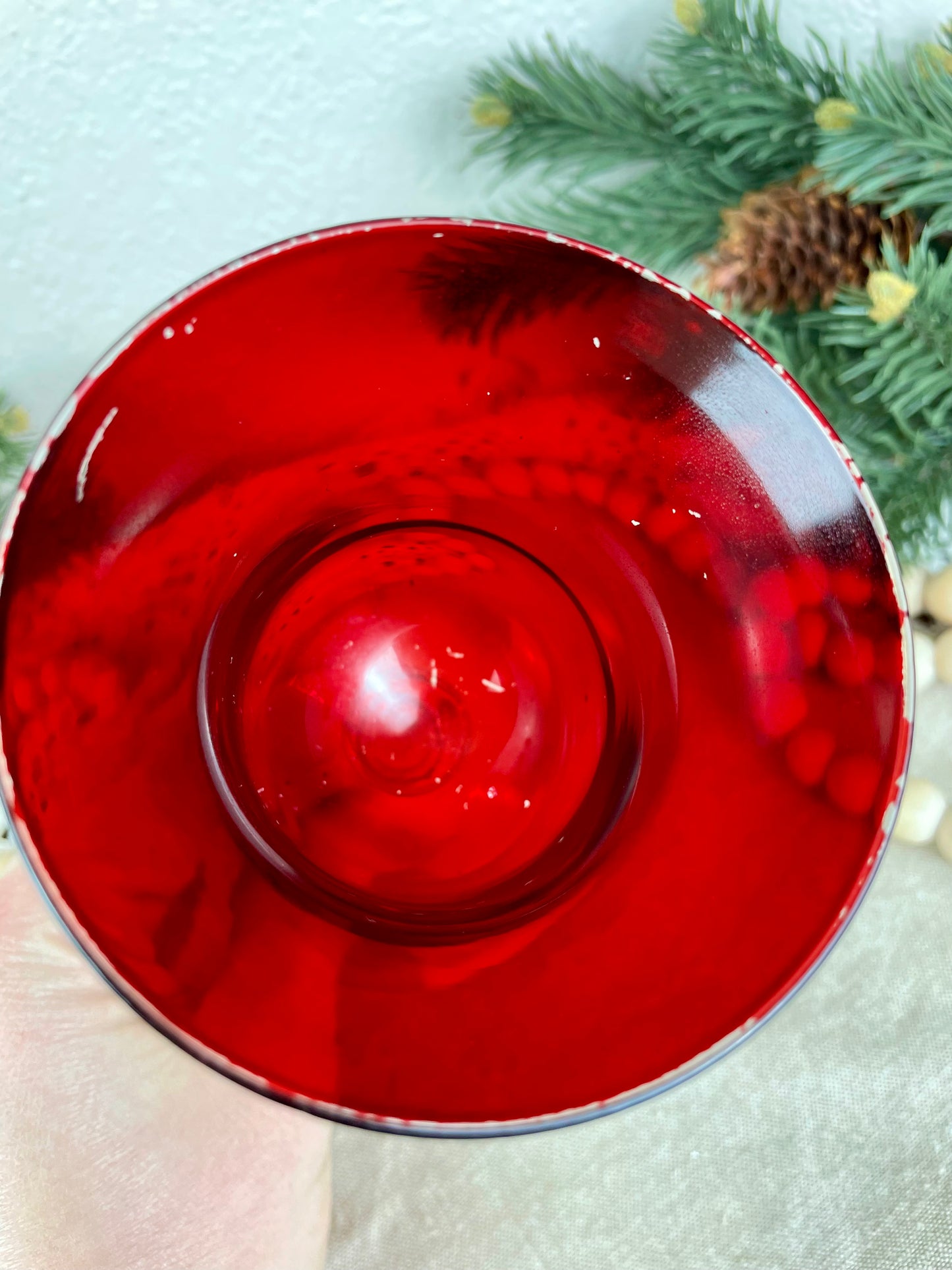 Vintage Ruby Red Wine Glass