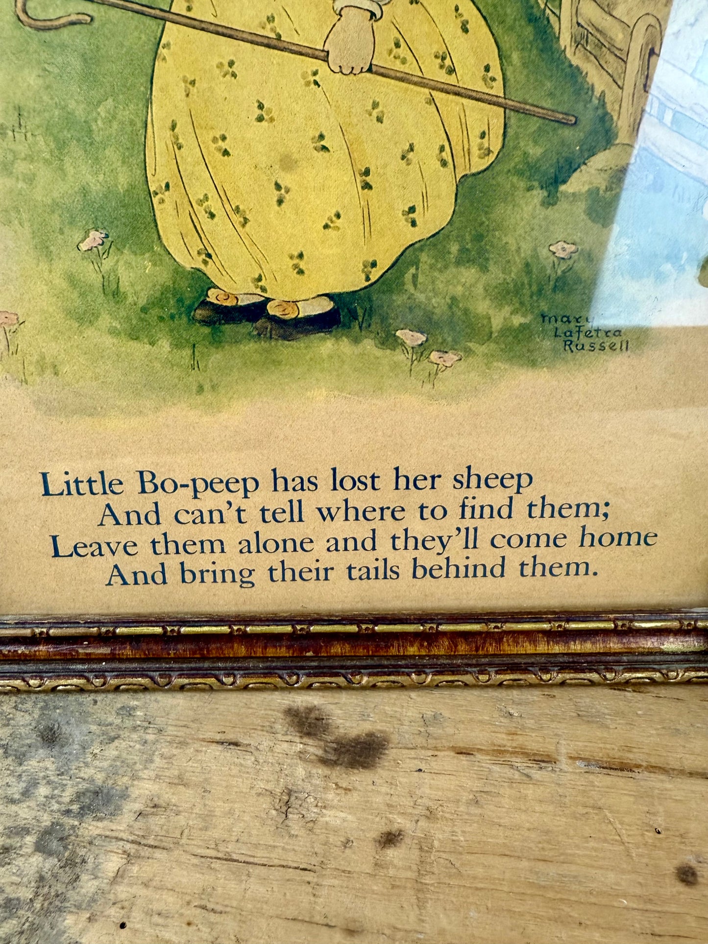 Vintage Framed Bo-Peep Print