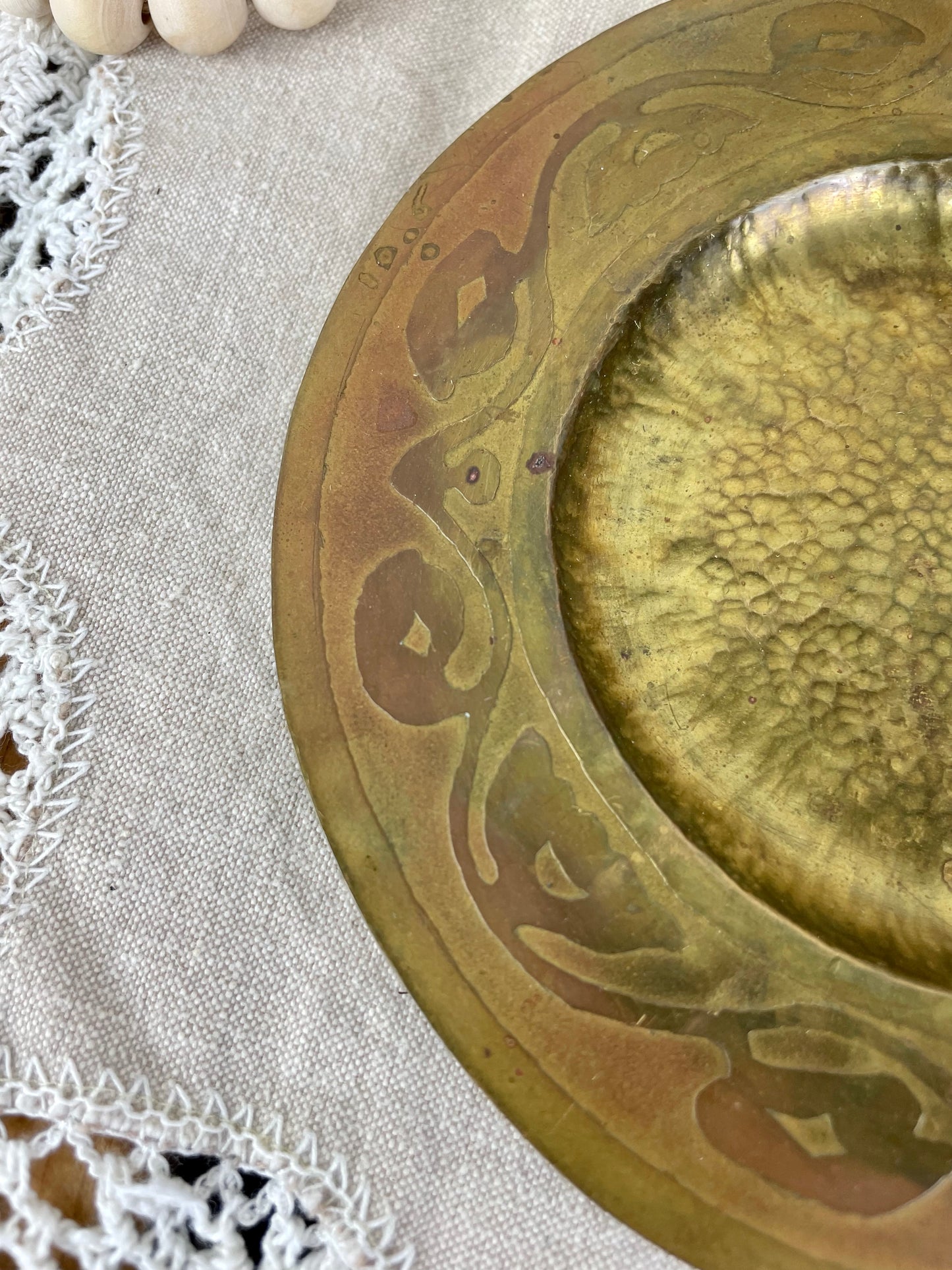 Vintage Hammer Brass Trinket Tray