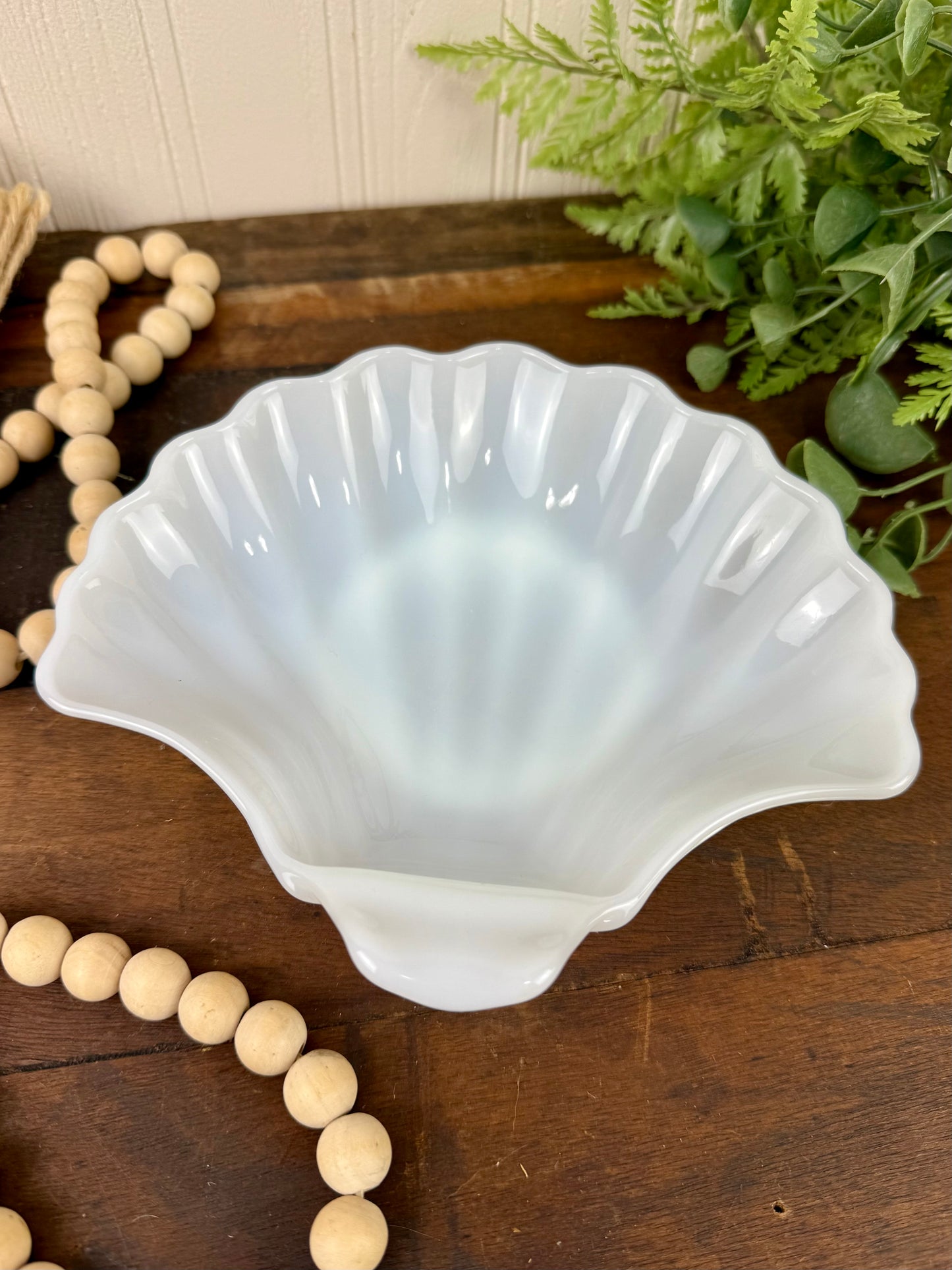 Vintage Milk Glass Seashell Trinket Dish