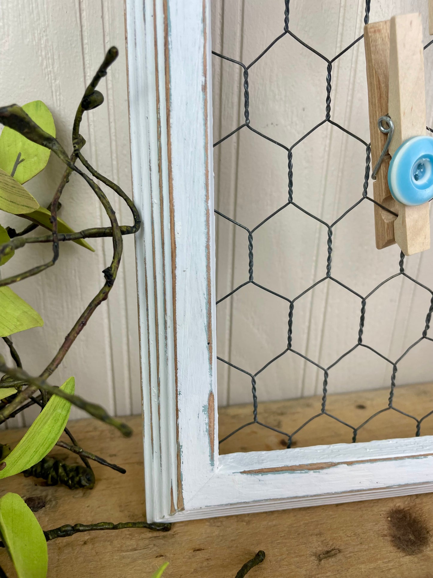 Upcycled Picture Frame Hanger with Handmade Flower