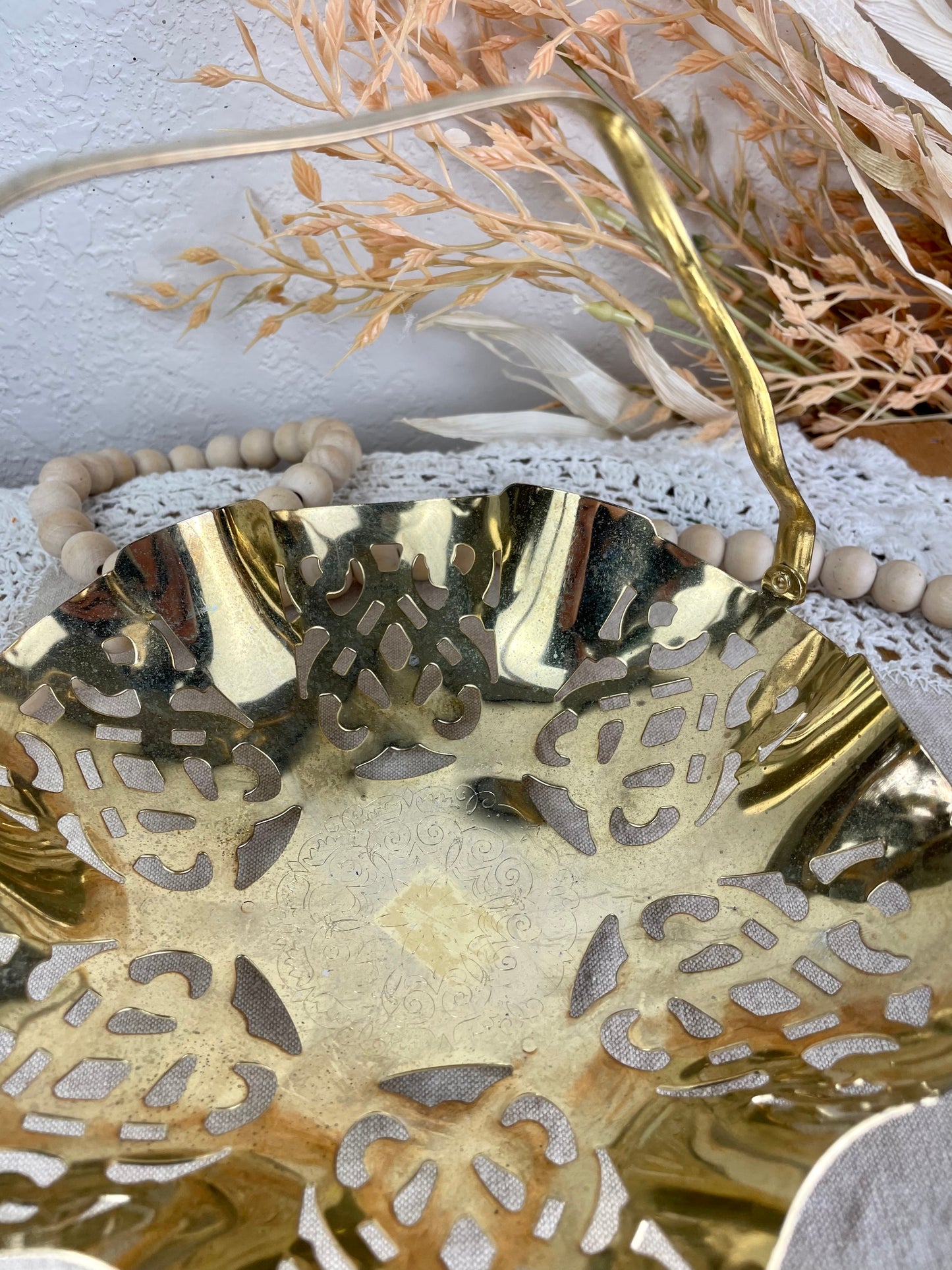 Vintage Footed Gold Silverplate Candy Basket