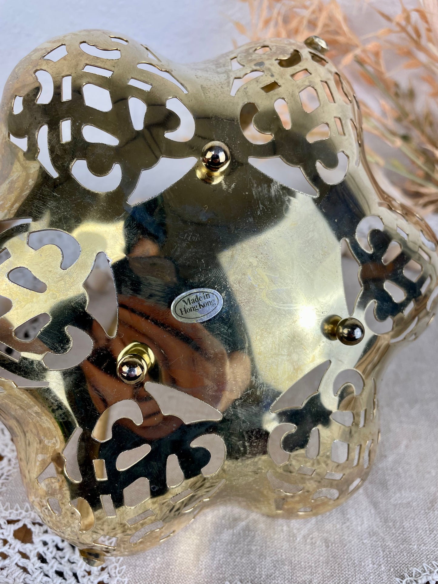 Vintage Footed Gold Silverplate Candy Basket