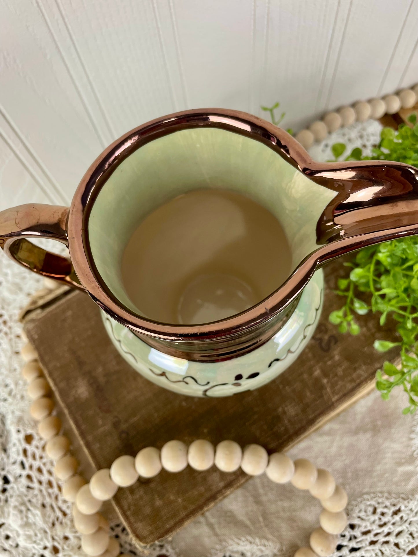 Vintage English Porcelain Copper Lusterware Creamer