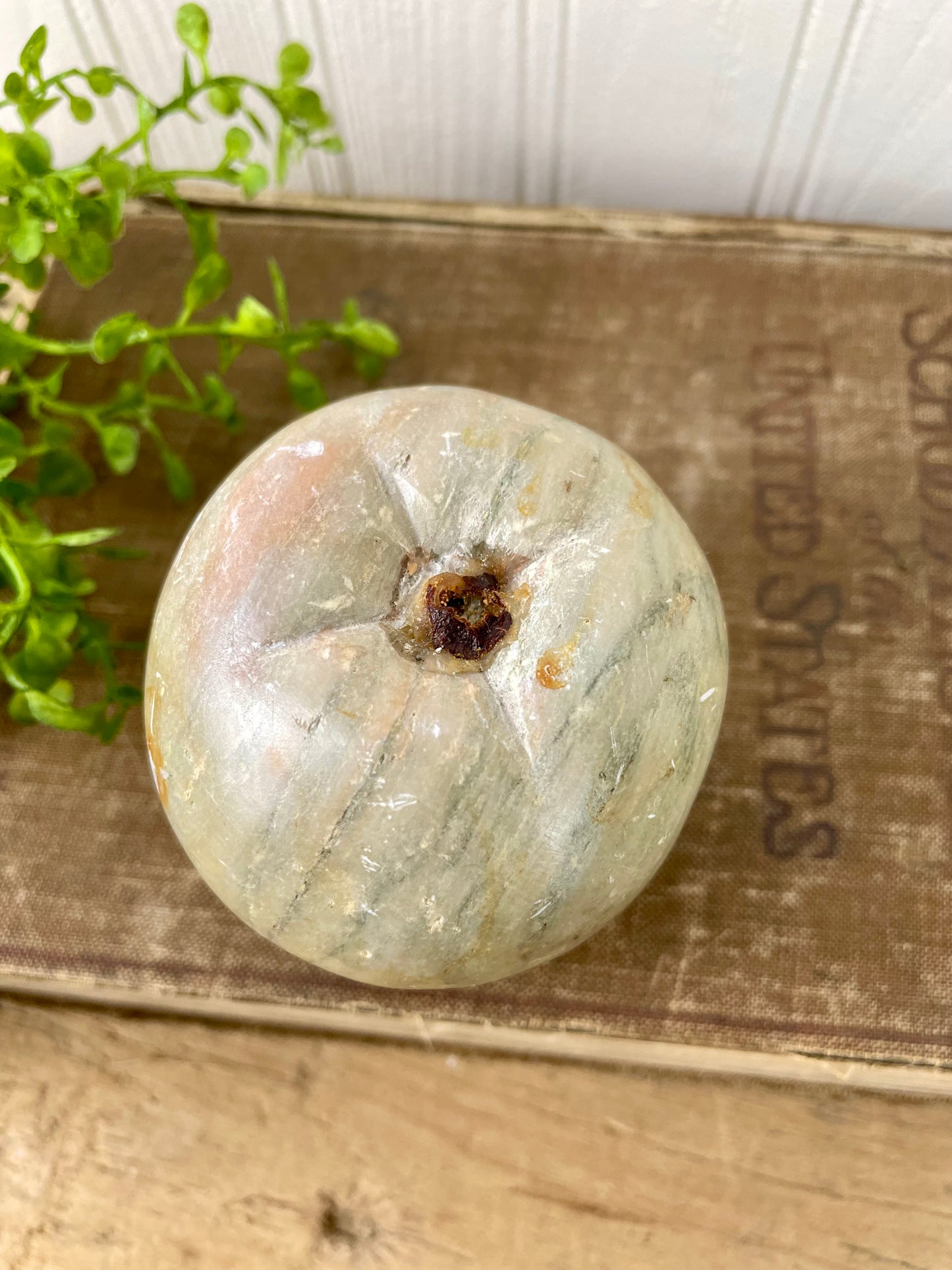 Vintage Carved Marble Apple Paperweight