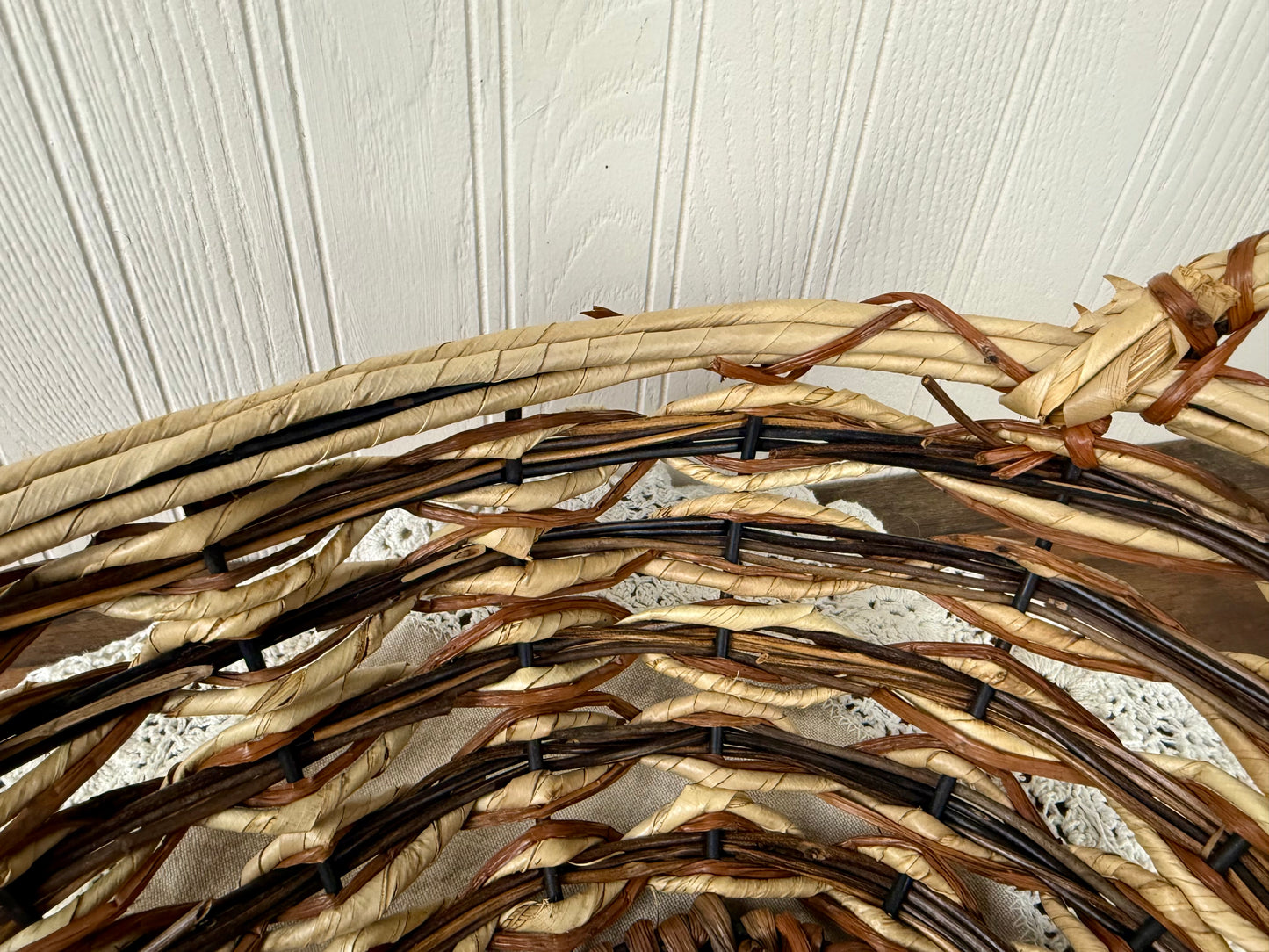 Vintage Woven Oval Basket with Handles
