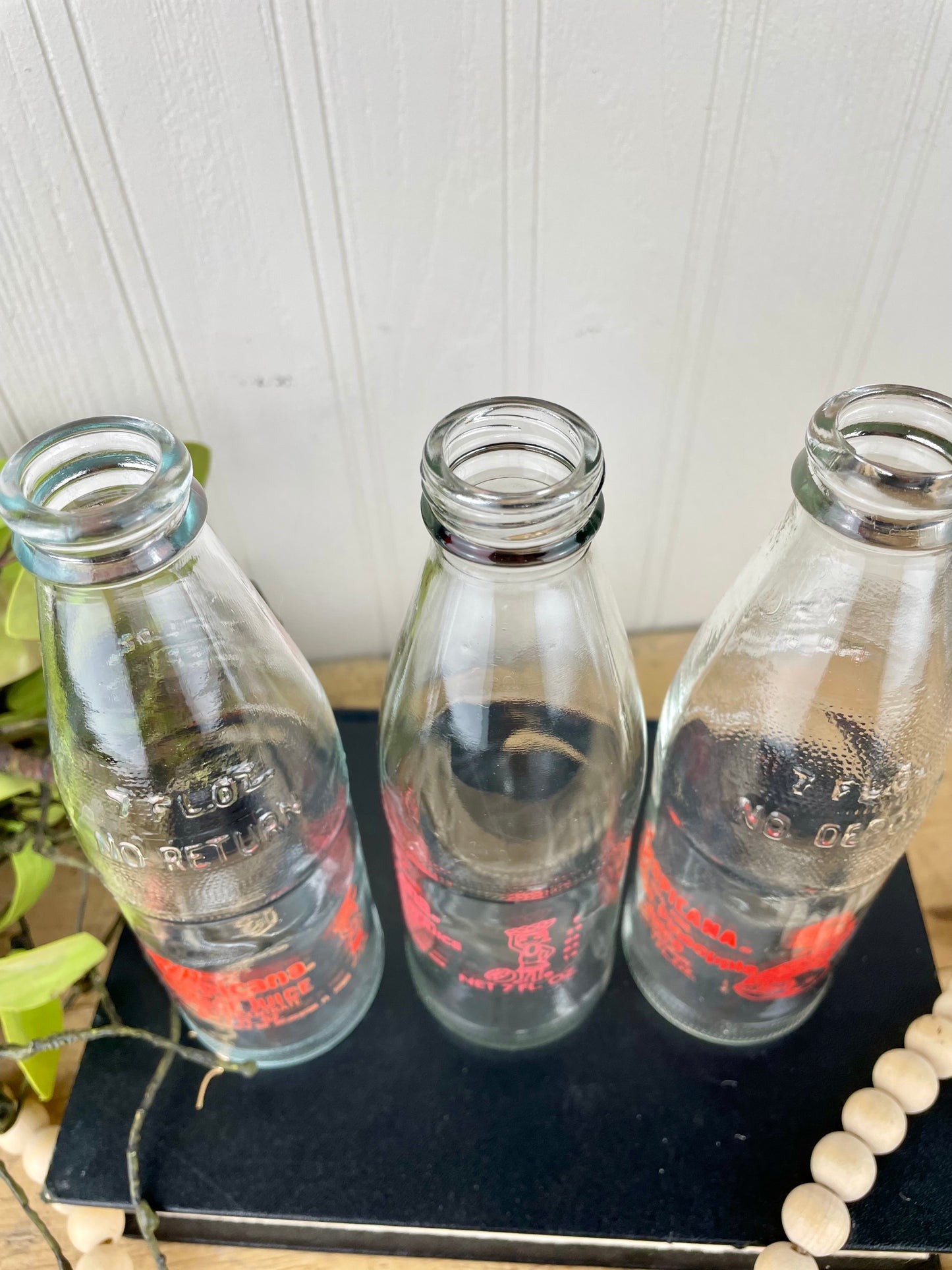 Vintage Set of 3 Glass Tropicana Juice Bottles