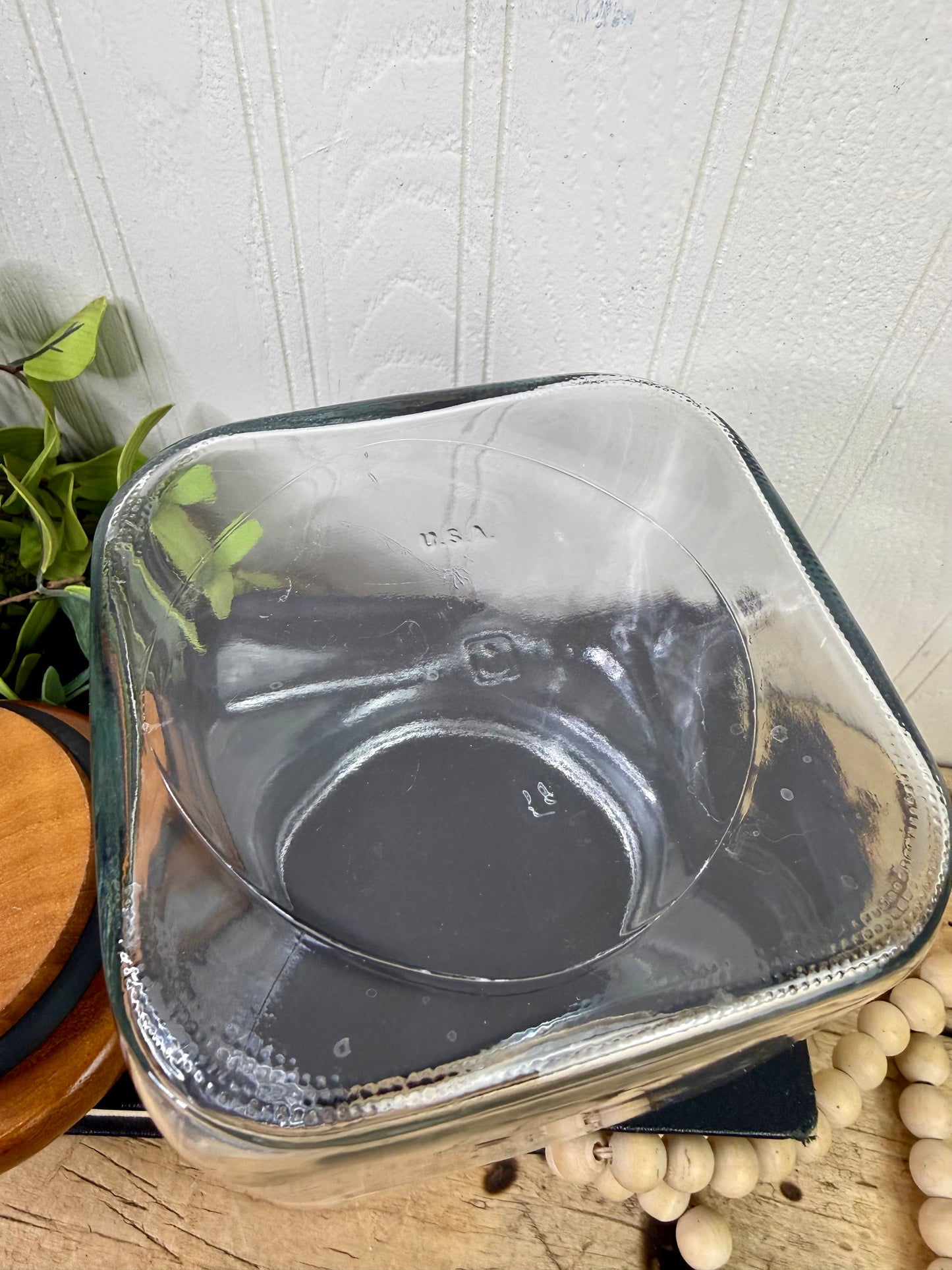 Vintage Dolphin Thailand Glass Canister with Teak Wood Lid