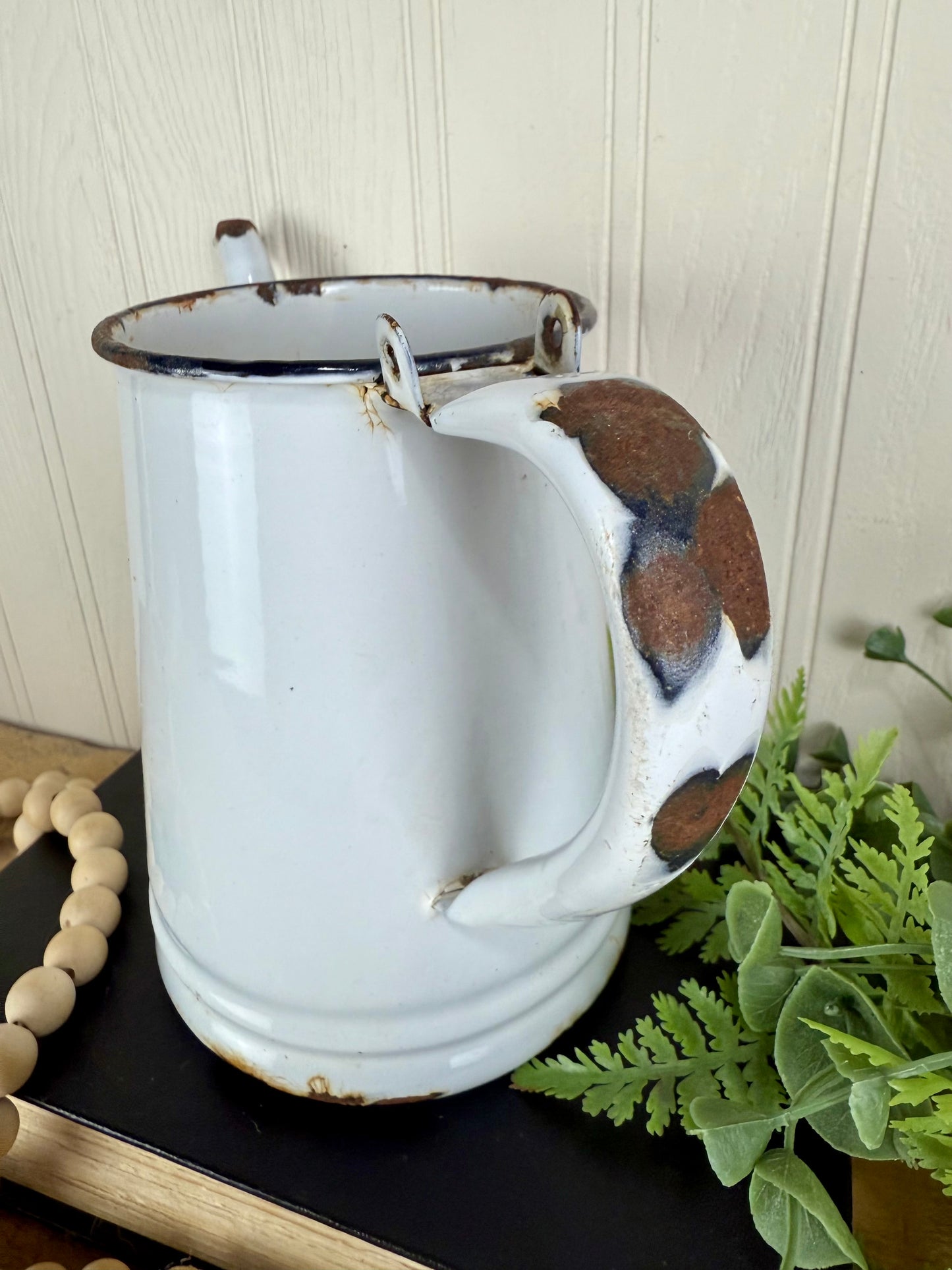Vintage White & Black Enamel Coffee Pot