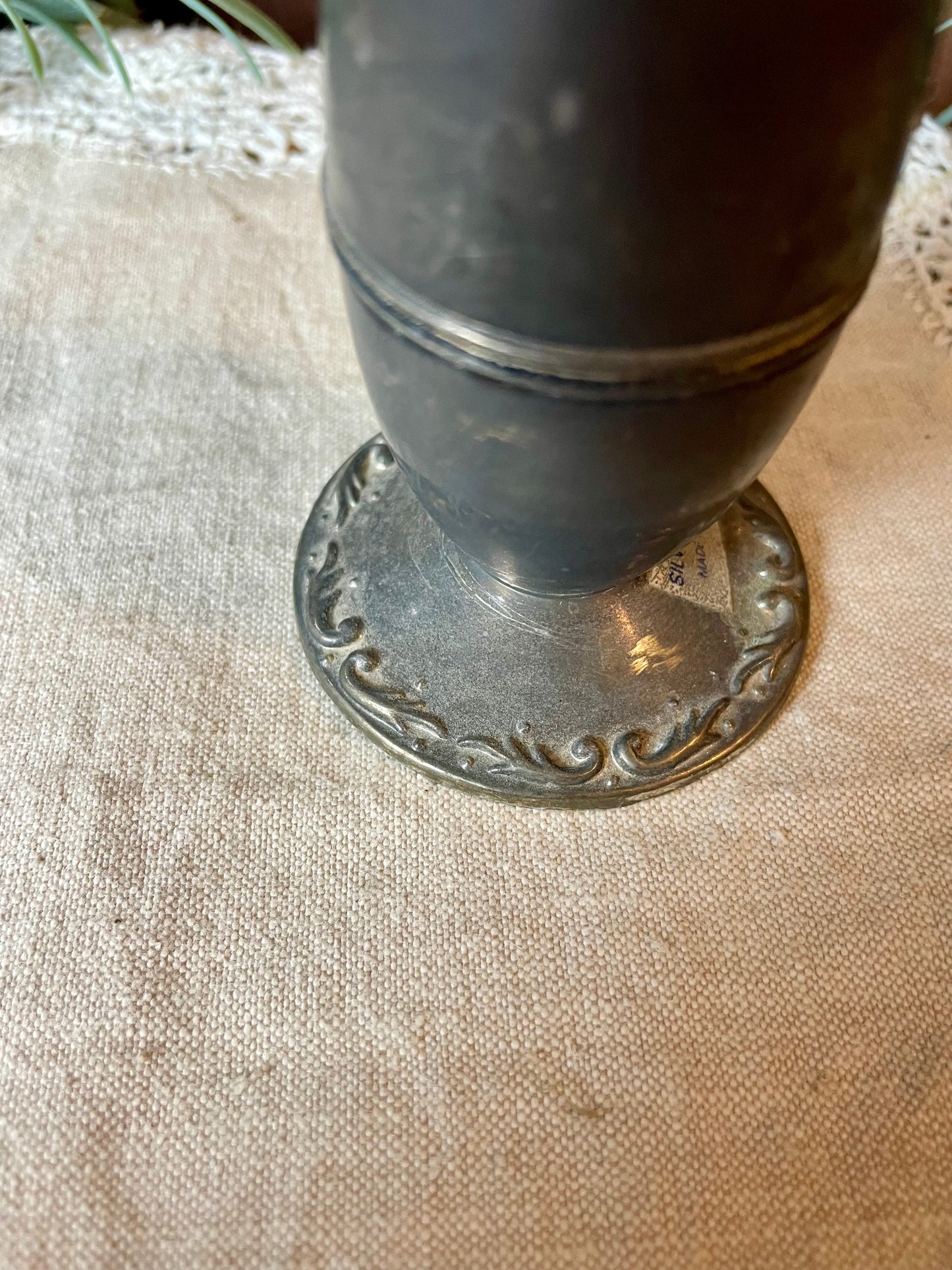 Vintage Silverplate Bud Vase with Metal Rose