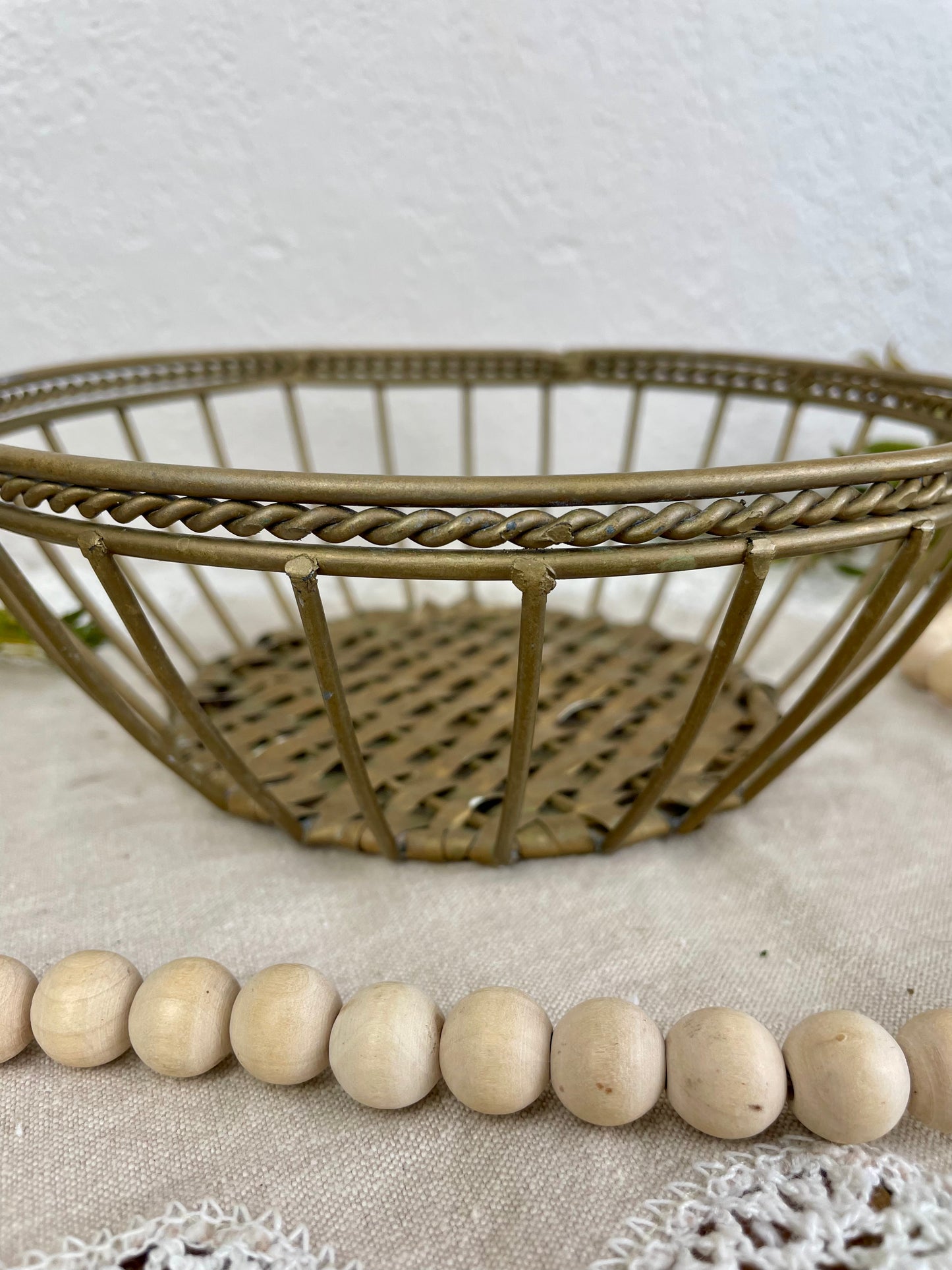 Vintage Gold Metal Basket