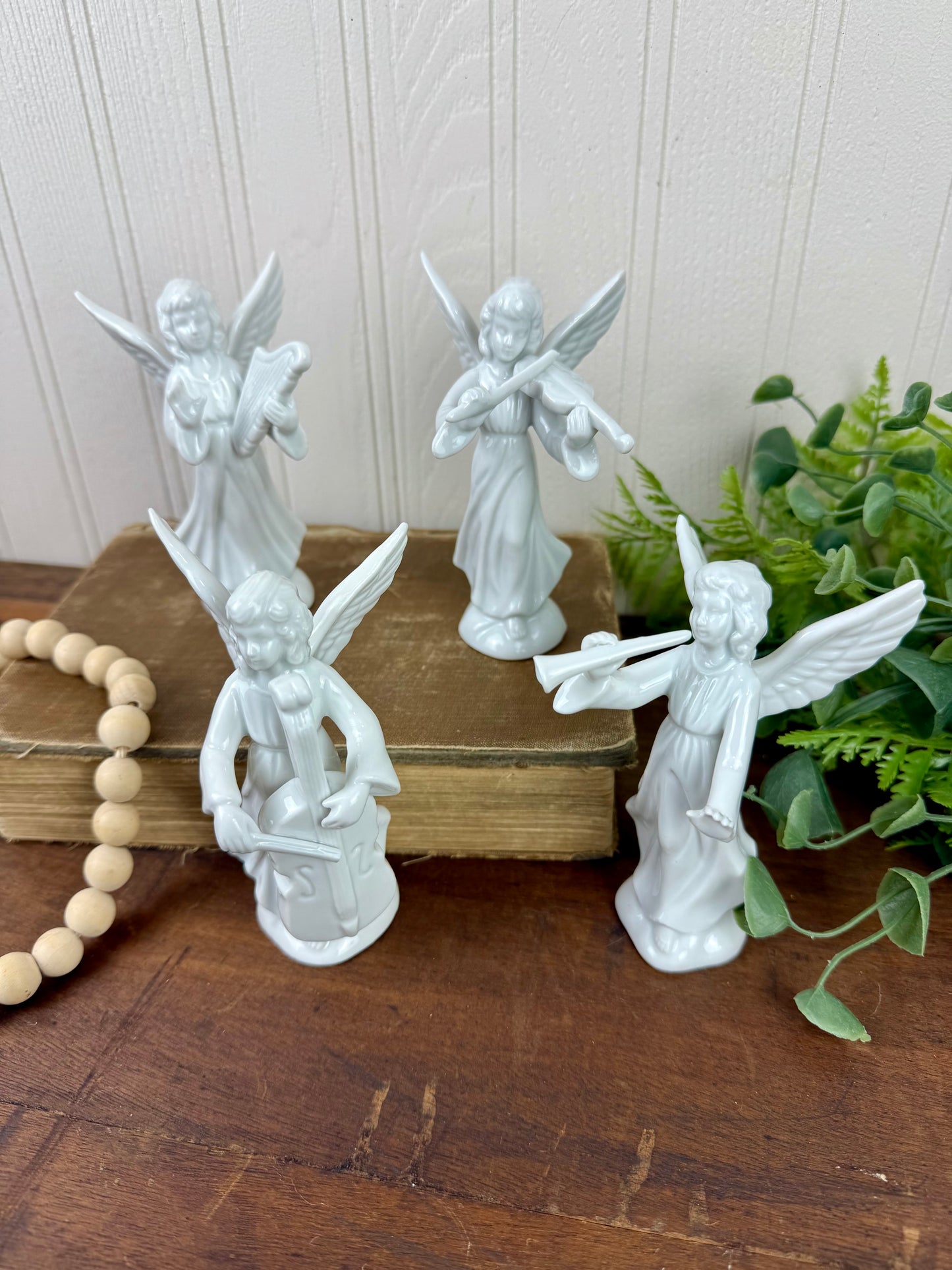 Vintage Set of Porcelain Angels with Instruments