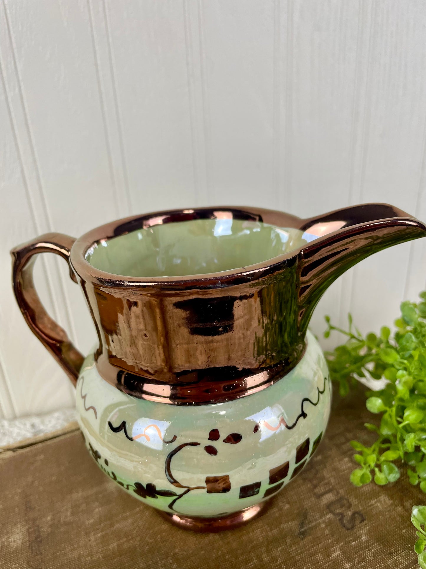 Vintage English Porcelain Copper Lusterware Creamer