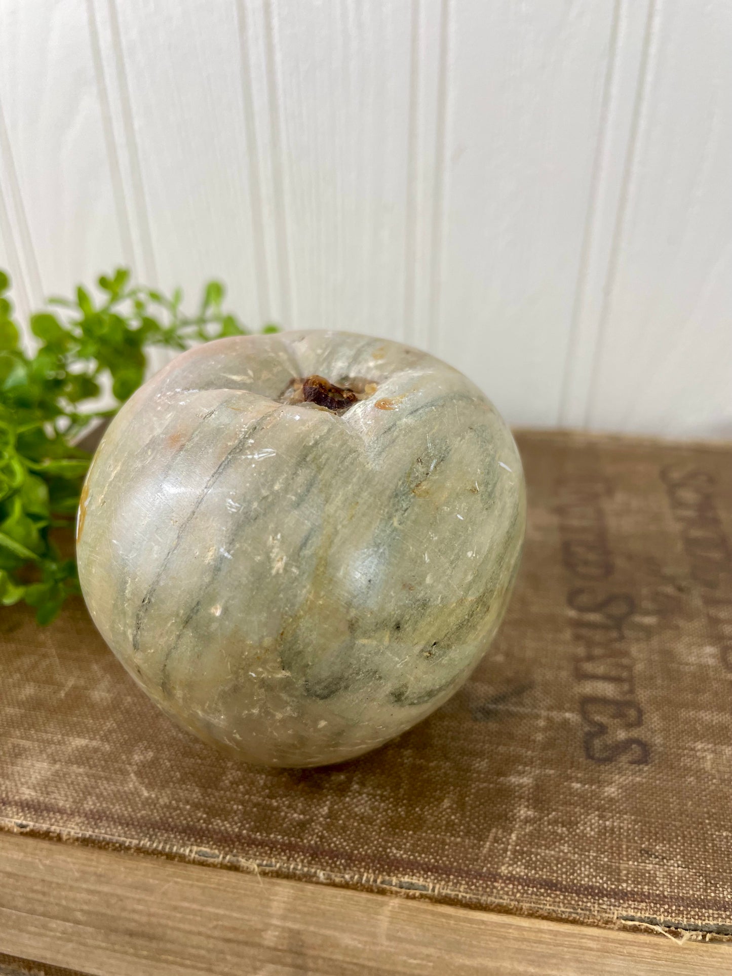 Vintage Carved Marble Apple Paperweight